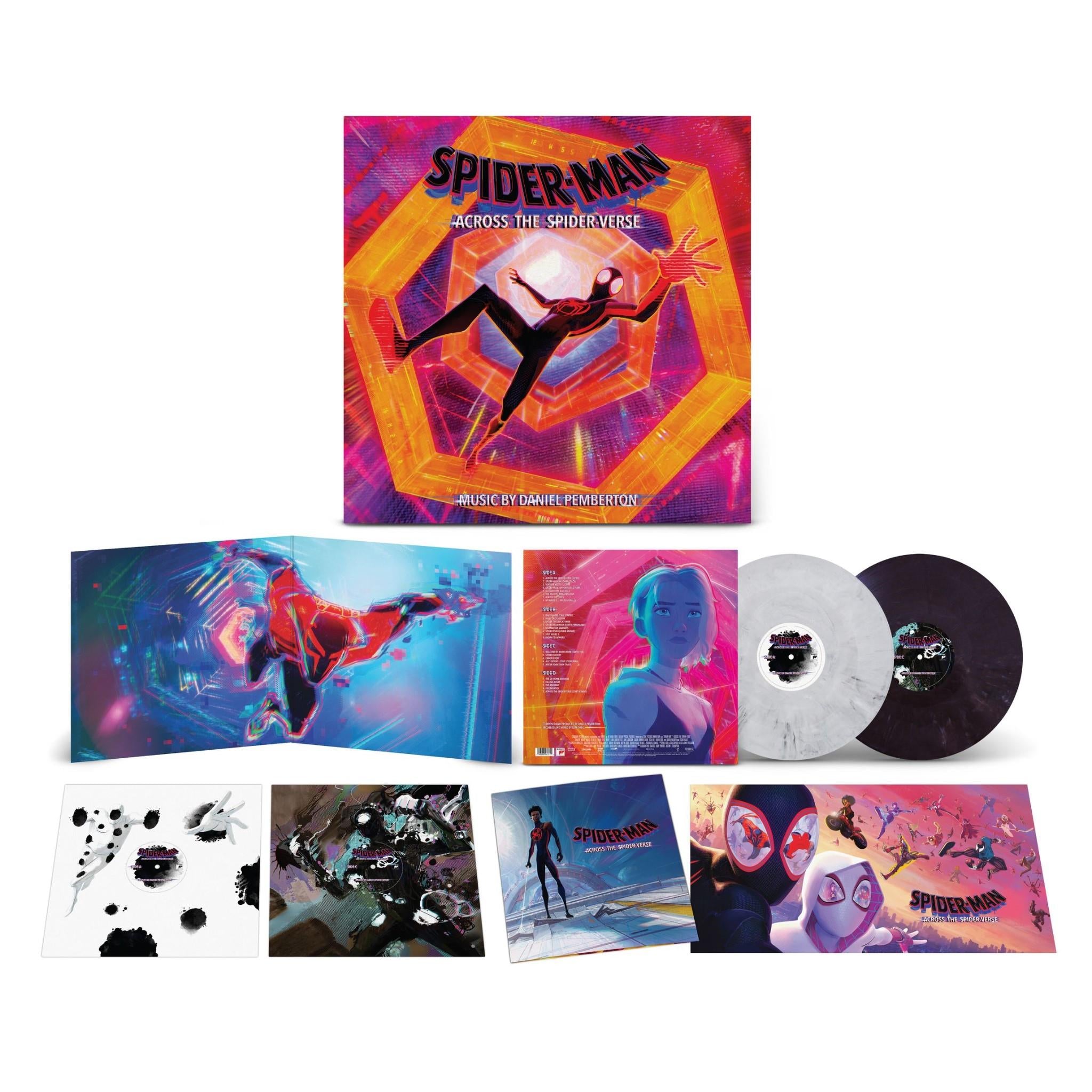 Across The Spider Verse Original Score Vinyl Record - Limited Edition White & Dark Purple Marbled LP - Perfect for Movie Soundtrack Collectors & Home Entertainment
