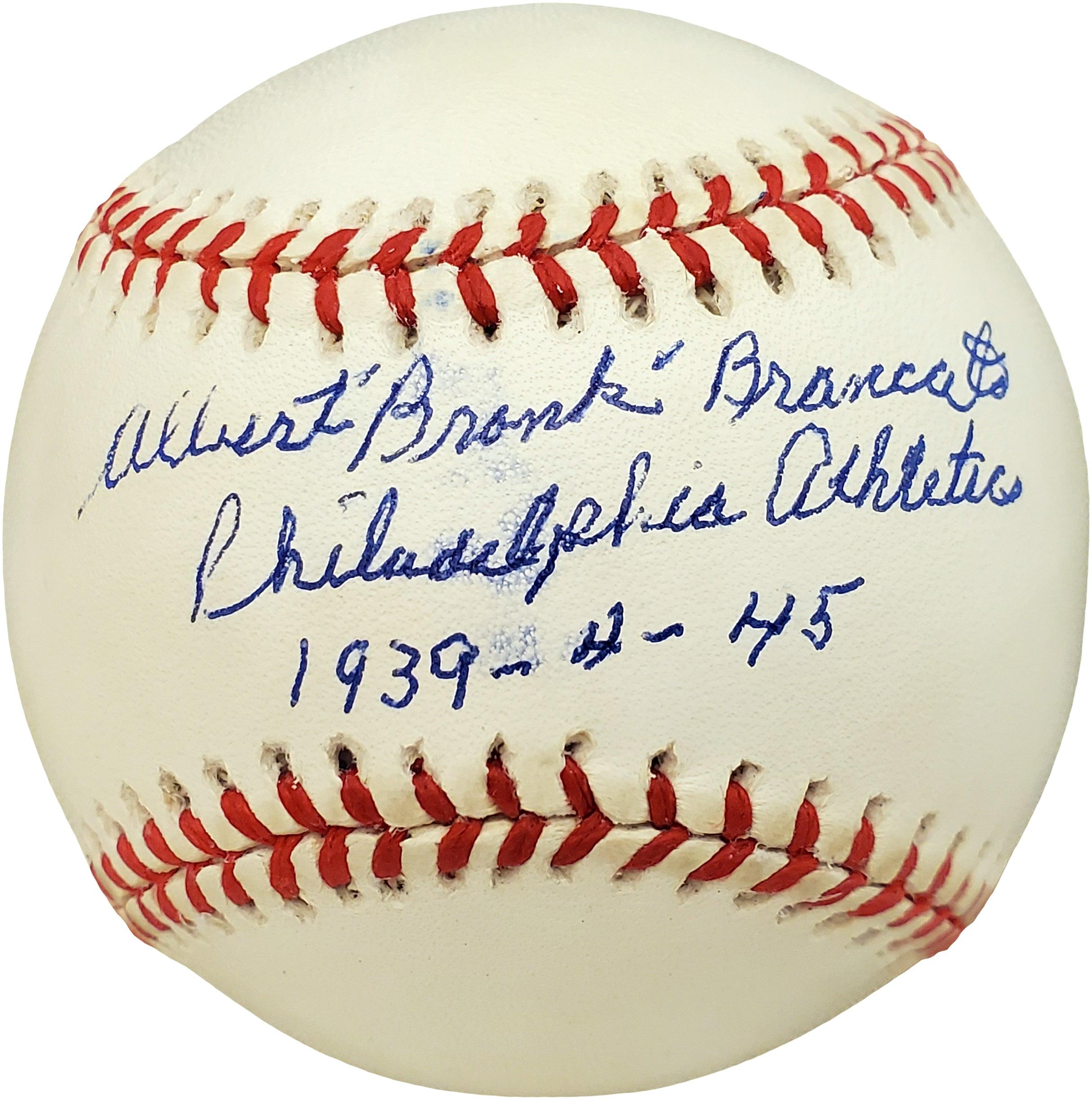 Albert Al Bronk Brancato Autographed Official AL Baseball - Philadelphia A's Philadelphia Athletics 1939 4 45 Beckett BAS #V68097 - Vintage Collectible for Baseball Memorabilia Fans & Sports Enthusiasts