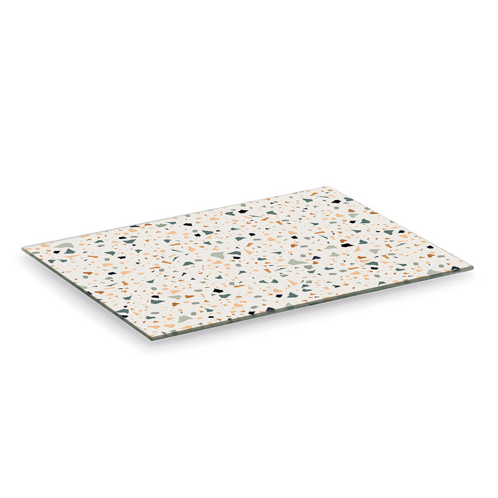 Premium Glass Cutting Board with Terrazzo Design - Durable, Non-Slip & Easy to Clean - Perfect for Kitchen Prep, Charcuterie Boards & Serving Displays