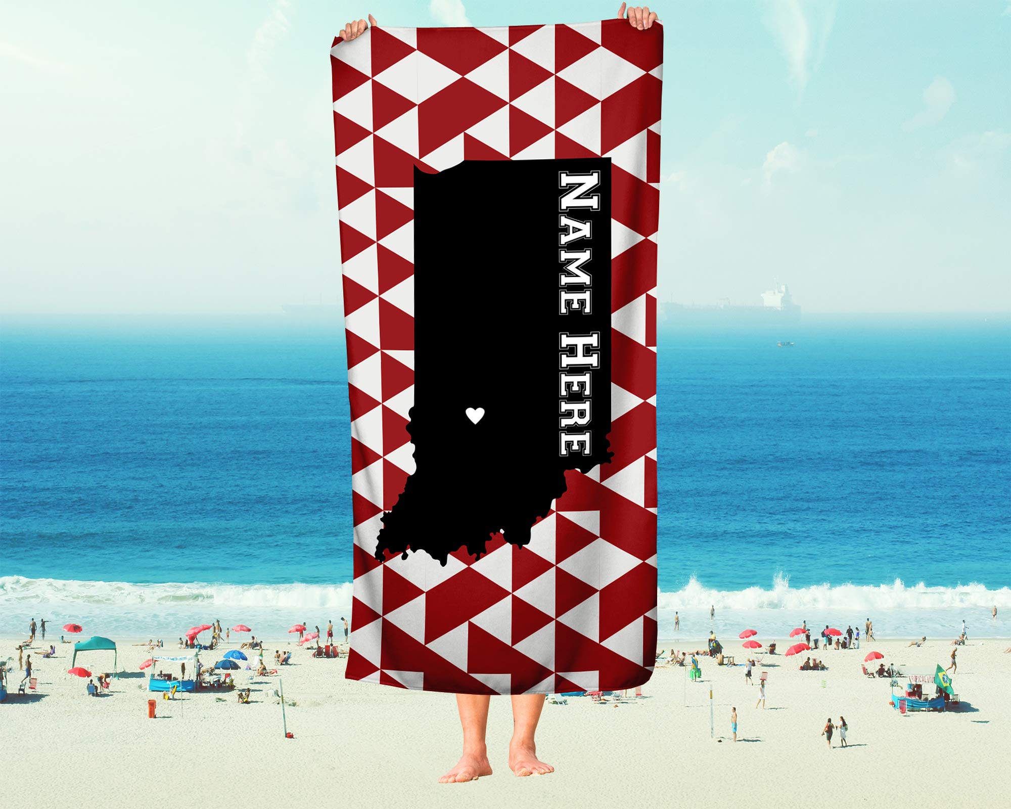 Custom Bloomington Indiana State Pride Beach & Bath Towel - Personalized Medium & Large Towels for Adults & Kids - Perfect for College Football, Basketball Games & Beach Days
