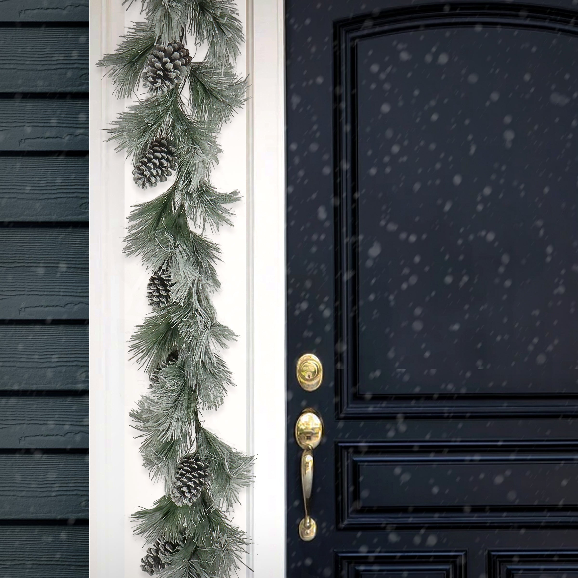 7 ft. Snowy Pine Plastic Christmas Garland for Holiday Tree Decor, Fireplace Mantel, and Winter Home Decoration