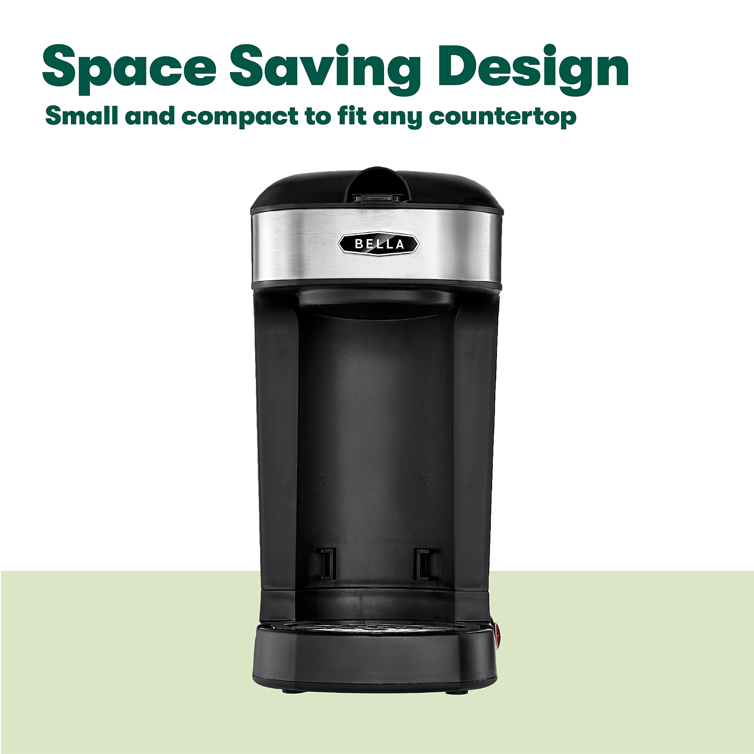 BELLA Single Serve Coffee Maker - One Scoop One Cup Brewer with Adjustable Drip Tray & Permanent Filter, Dishwasher Safe Stainless Steel - Perfect for Home, Office & Dorm Room Coffee Brewing