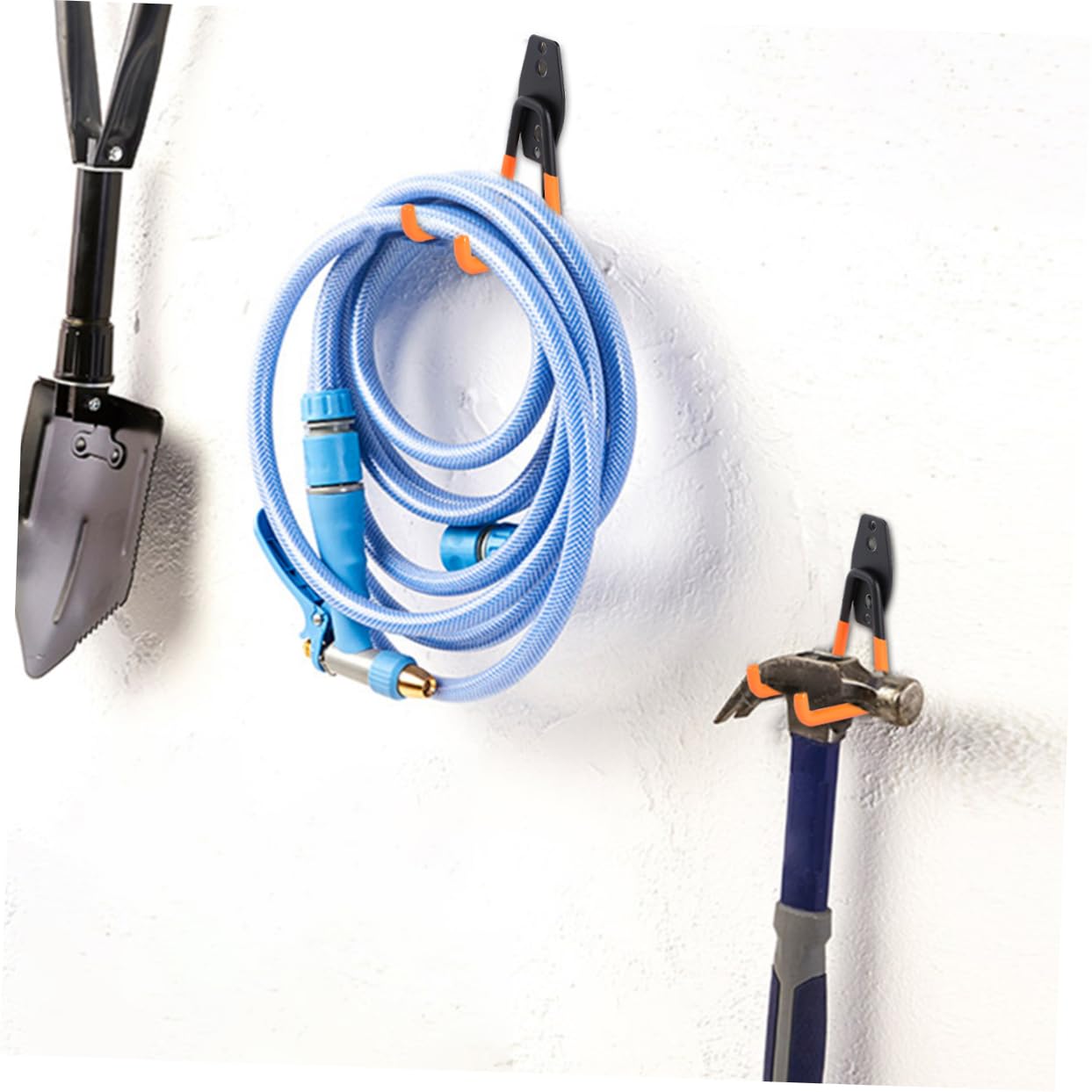 4-Pack Heavy Duty Orange Metal Wall Hooks with Anti-Slip Coating - Sturdy Garage Storage Hangers for Tools, Hats, Coats & Home Organization (Perfect for Workshop, Shed, Entryway & Closet)