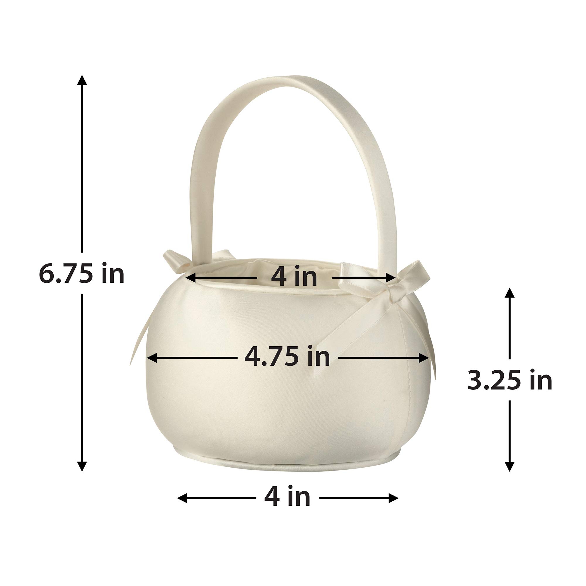 Lillian Rose Ivory Petite Satin Flower Girl Basket - 4.75 Inch Elegant Wedding Accessory for Bridal Party, Flower Girls & Special Occasions