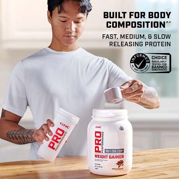 GNC Pro Performance Weight Gainer Protein Powder - Muscle Mass Builder, Banned Substance Tested, Strawberries & Cream Flavor (6 Servings) | Post-Workout Recovery & Bodybuilding Supplement for Athletes