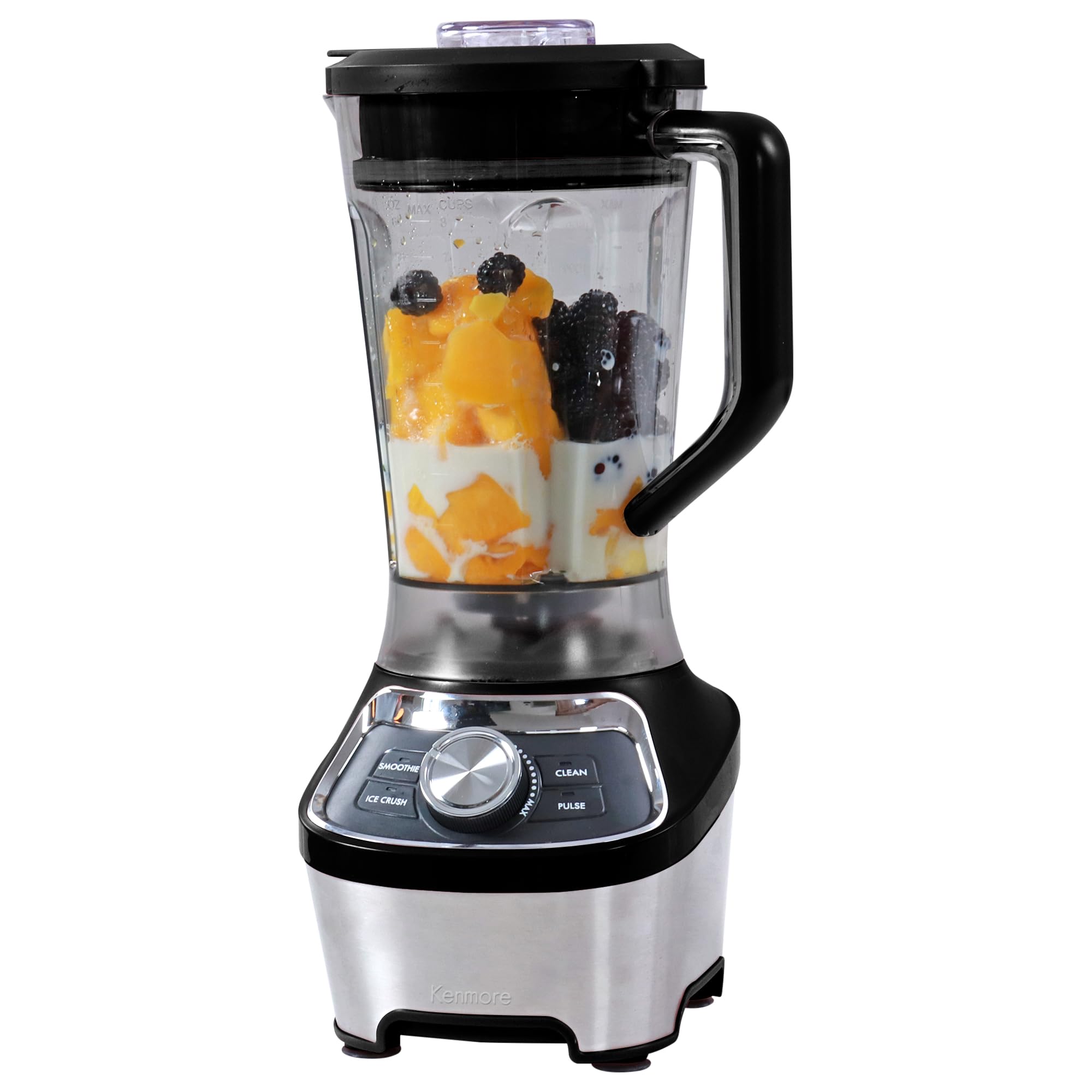 Kenmore Countertop Blender - 1000W Electric Mixer for Smoothies, Protein Shakes, Milkshakes & Purees | Ice Crush & Pulse Function | Dishwasher Safe Glass Pitcher | Perfect for Kitchen, Gym & Healthy Lifestyle | Black