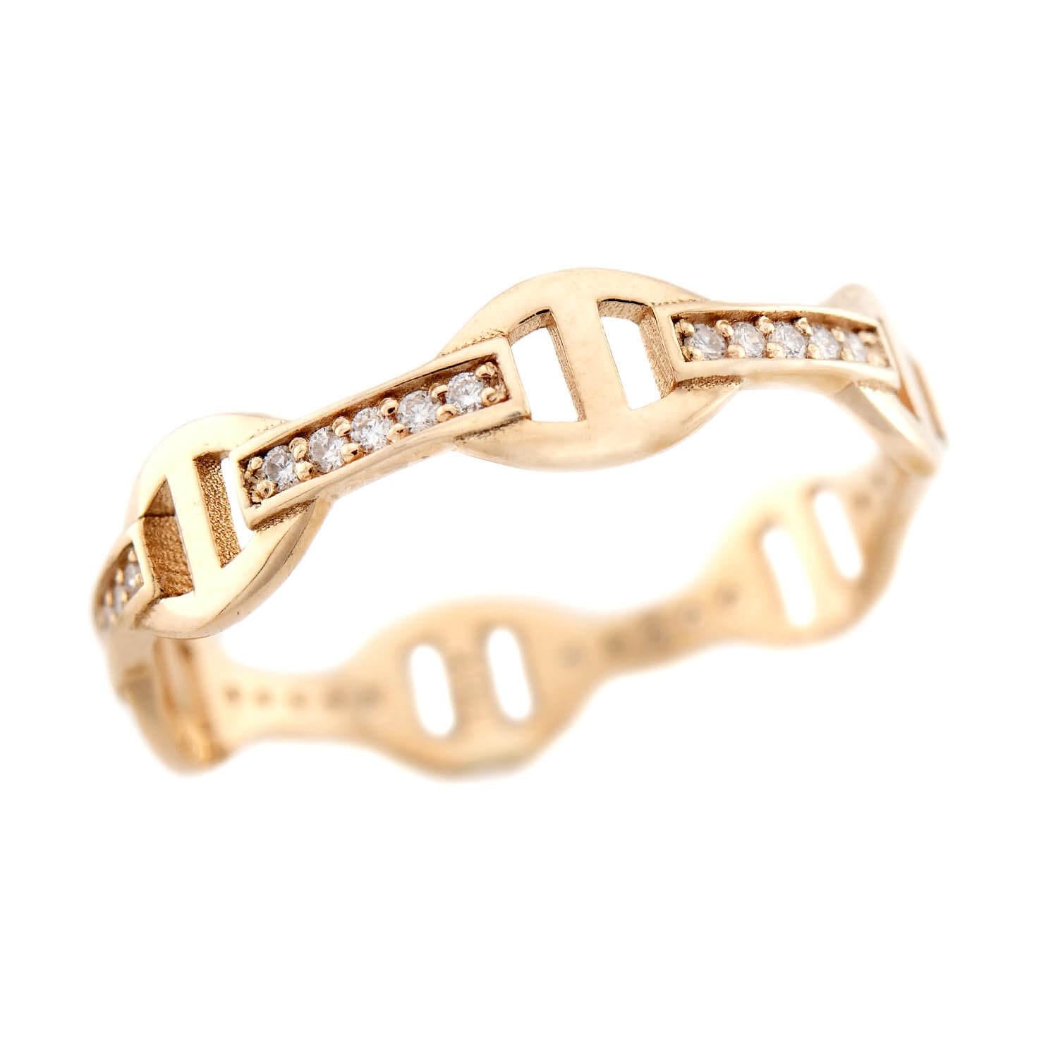 14K Gold Diamond Anchor Link Ring for Women - Elegant Nautical Jewelry Gift for Her - Perfect for Weddings, Anniversaries & Everyday Wear