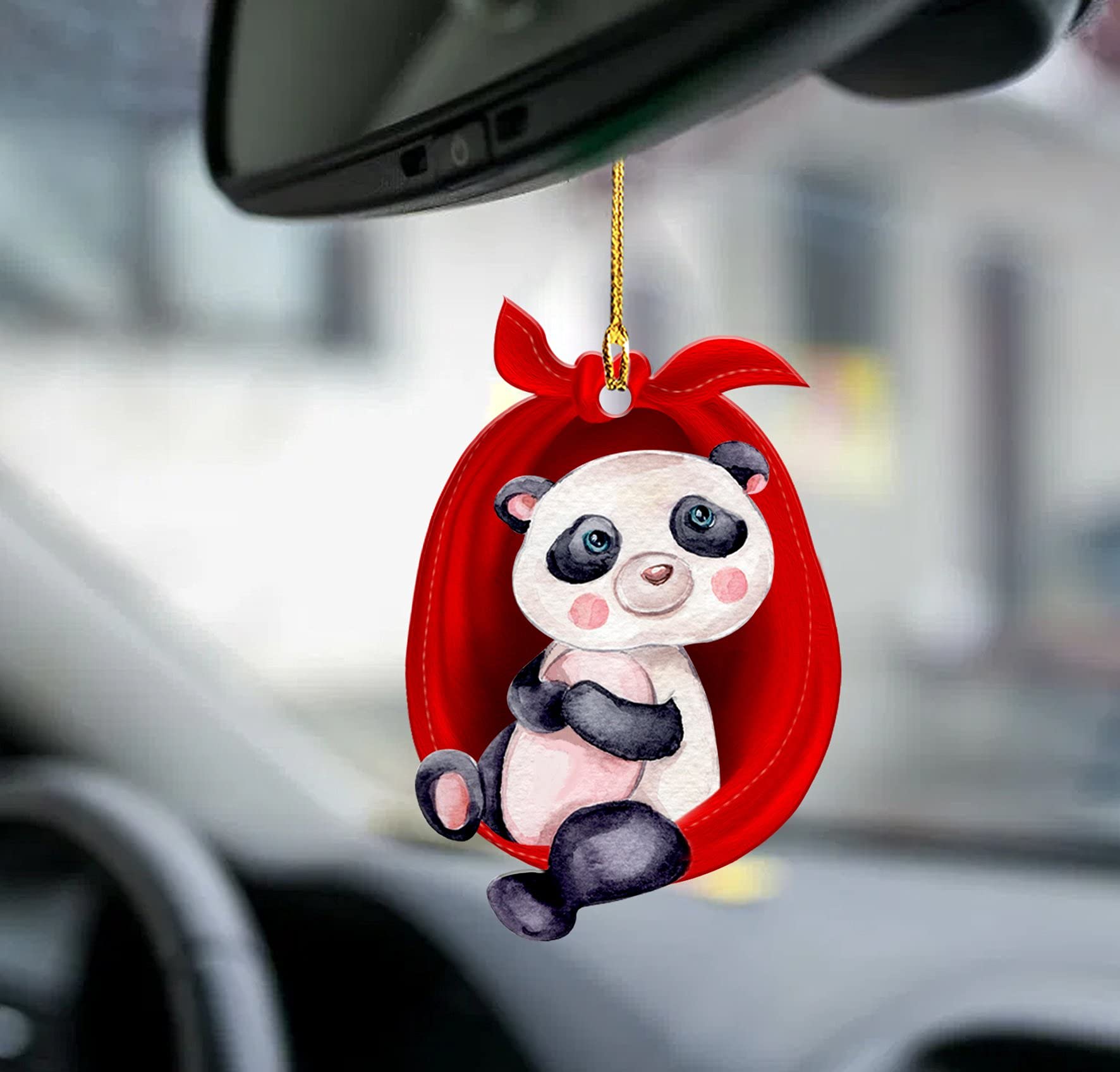 Panda Christmas Ornaments - 10-Piece Red Towel Hanging Decorations Set, Mica Plastic Tree Trinkets for Holiday Gifts | Perfect for Xmas Tree Decor, Home Party & Festive Gift Giving