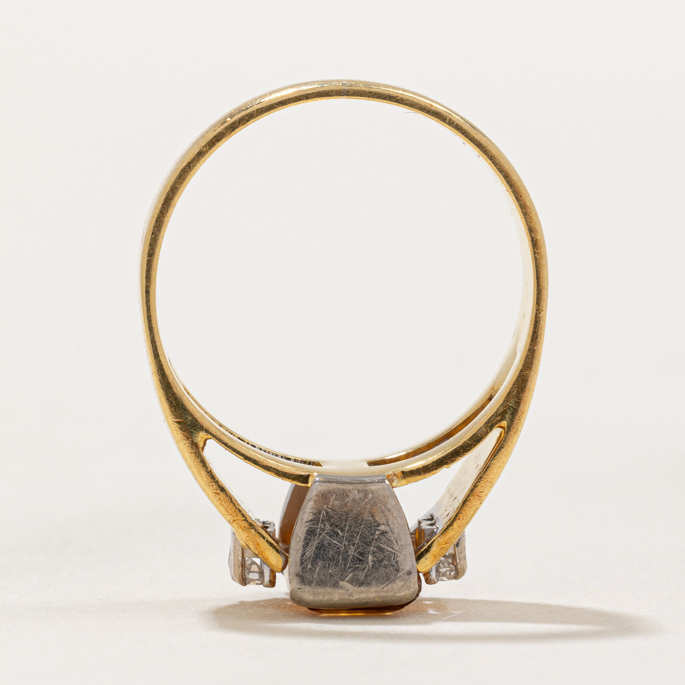 1.50ct Rectangular Cut Citrine & 0.08ctw Diamond Ring - Size 6.25 | Elegant Jewelry for Weddings, Anniversaries & Special Occasions
