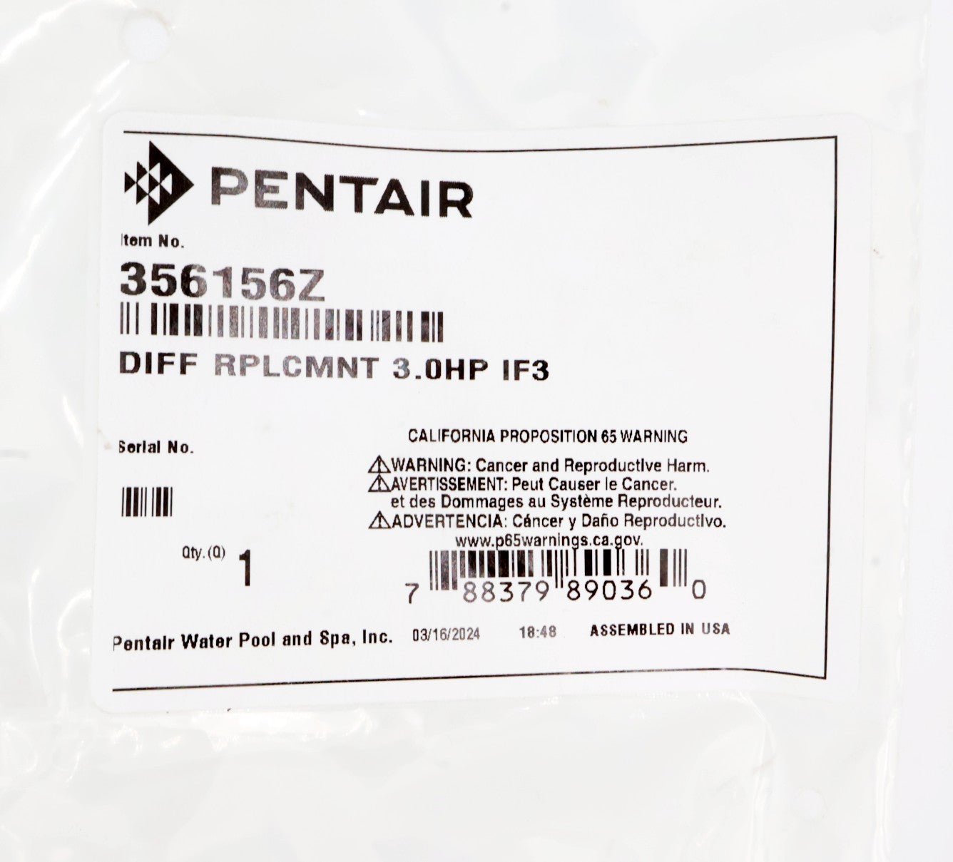 Pentair IntelliFlo3 3HP Pool Pump Diffuser Replacement Part 356156Z - Compatible with Swimming Pool and Spa Systems for Efficient Water Circulation