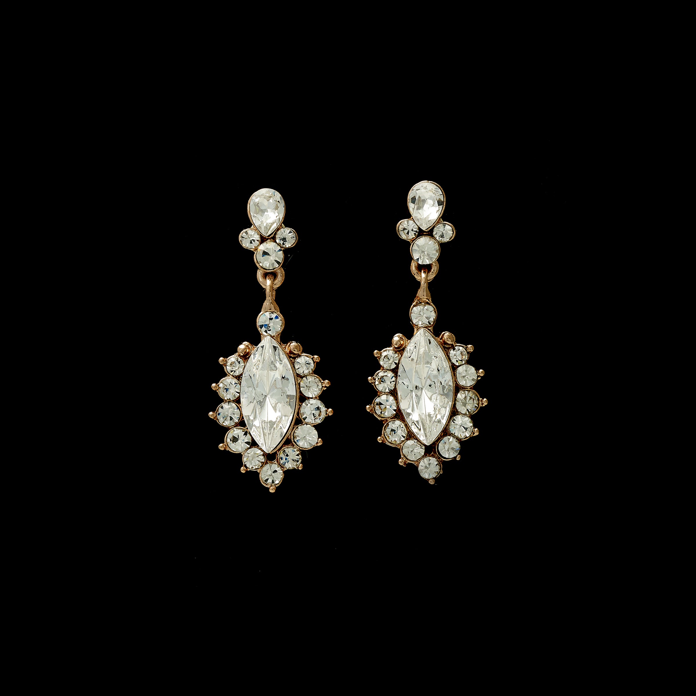 Elegant Rose Gold Rhinestone Earrings for Women - Sparkling Dangle Earrings for Party, Wedding & Evening Events | Fashion Jewelry Gift