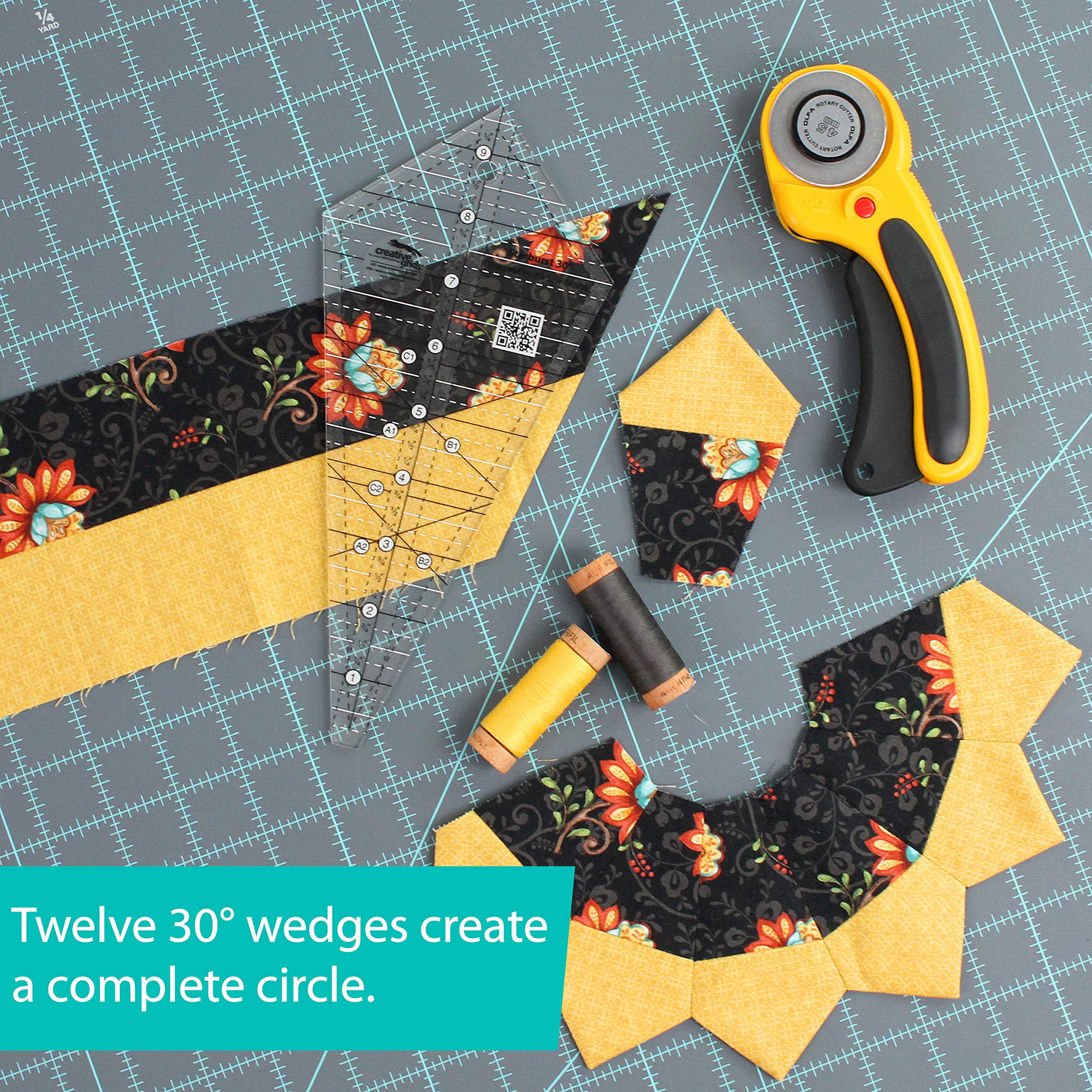 Creative Grids Starburst 30 Degree Triangle Quilt Ruler 9.5 Inch - CGRISE30 | Precision Quilting Tool for Patchwork, DIY Sewing & Craft Projects