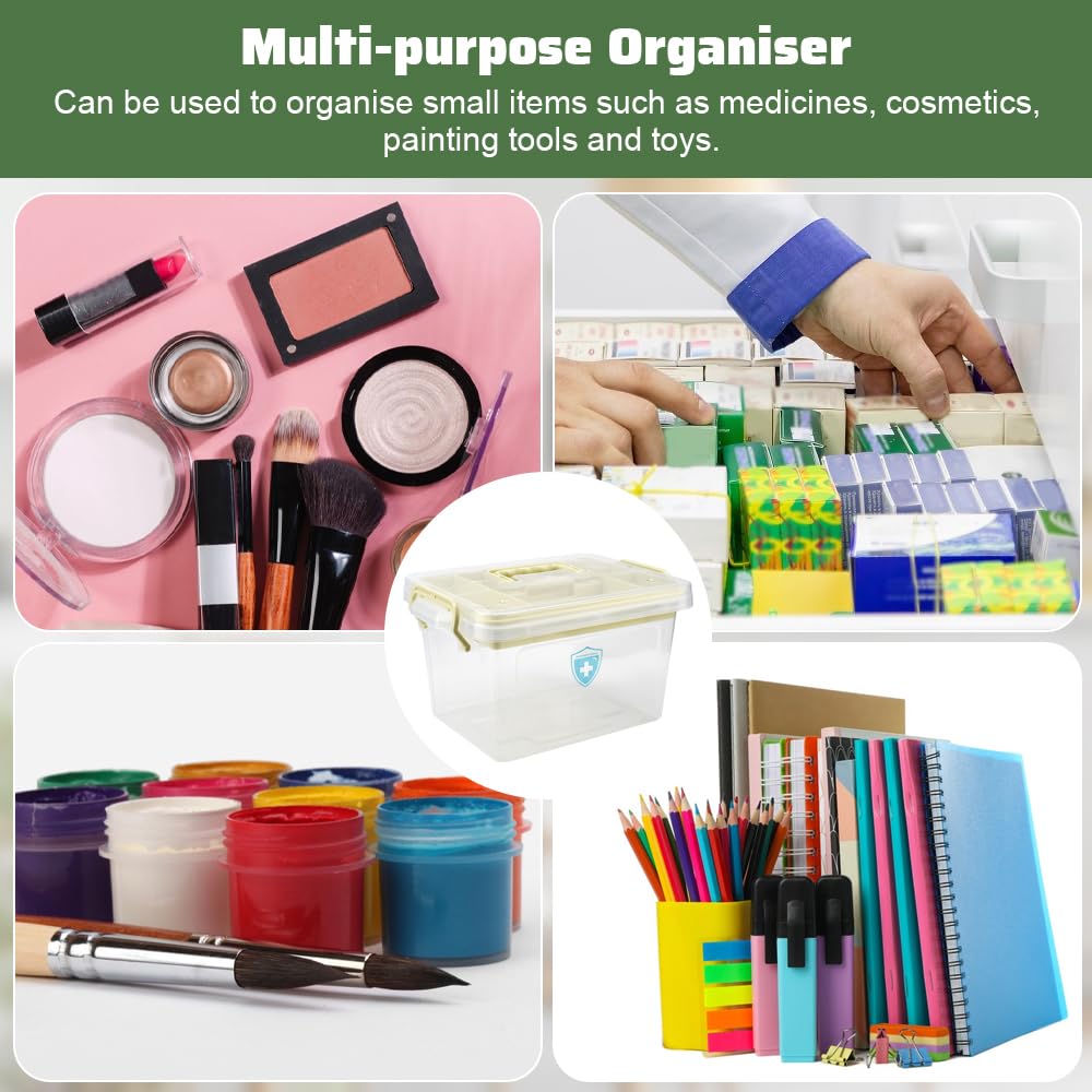 SLTAXAR Large Travel Medicine Organizer Box - 31x21x17cm Plastic Pill Case, First Aid Kit & Home Medical Storage Solution | Perfect for Daily Medication, Travel, and Emergency Preparedness