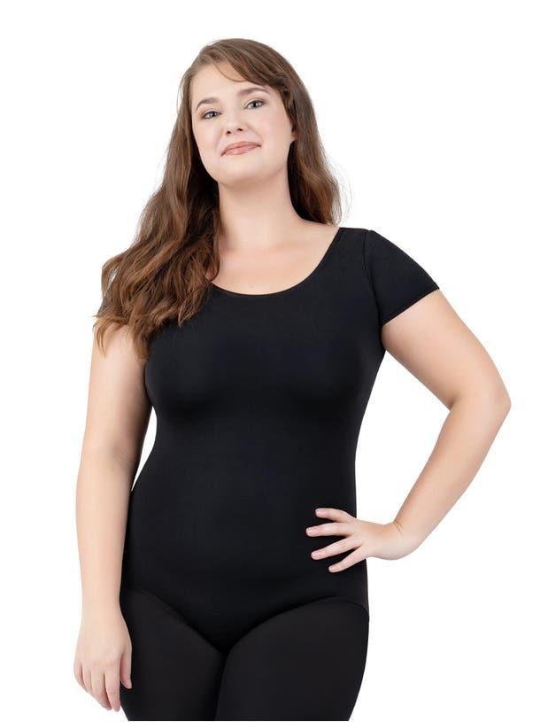 TB133 Women's Short Sleeve Leotard - Ballet Dance Gymnastics Workout Top for Girls & Adults - Stretchy Comfortable Performance Wear for Yoga, Aerobics & Fitness Training
