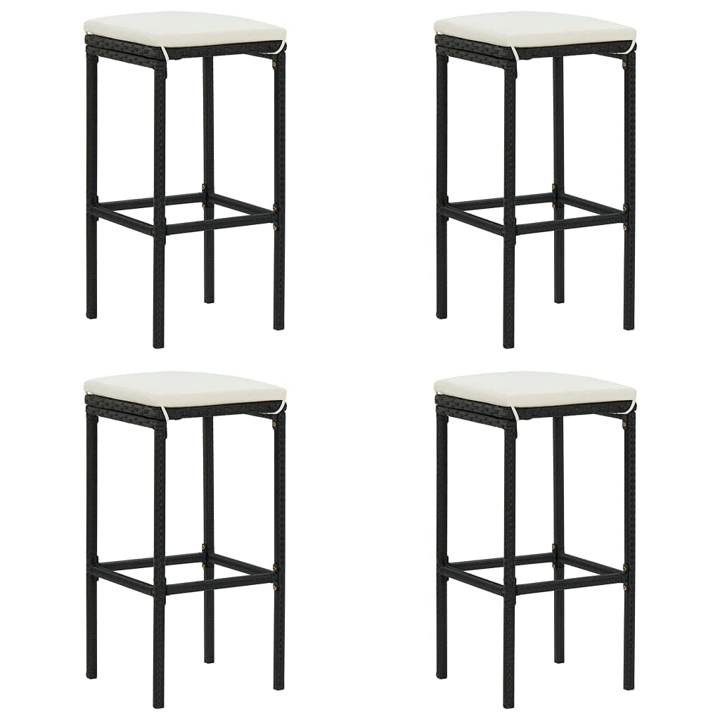 CHARMMA 5-Piece Outdoor Patio Bar Set with Weather-Resistant Poly Rattan & Cushions - Black Dining Furniture for Garden, Balcony, Backyard (28.4kg) - Perfect for Entertaining Guests & Outdoor Relaxation