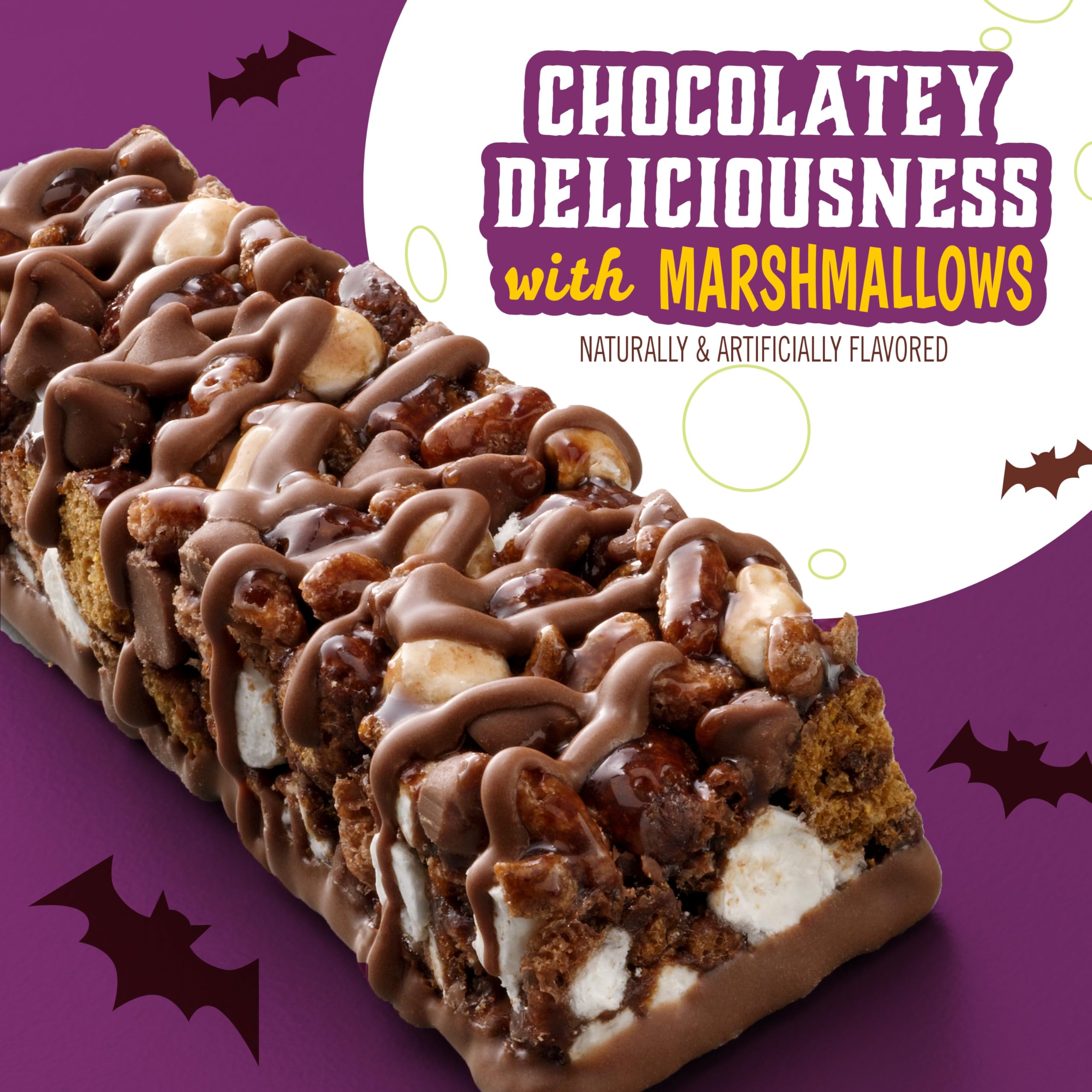 Count Chocula Mini Treat Bars with Marshmallows - 20 Count (10 oz) - Chocolate Cereal Snack Bars for Kids - Perfect for Halloween Parties, Lunchboxes & After-School Treats