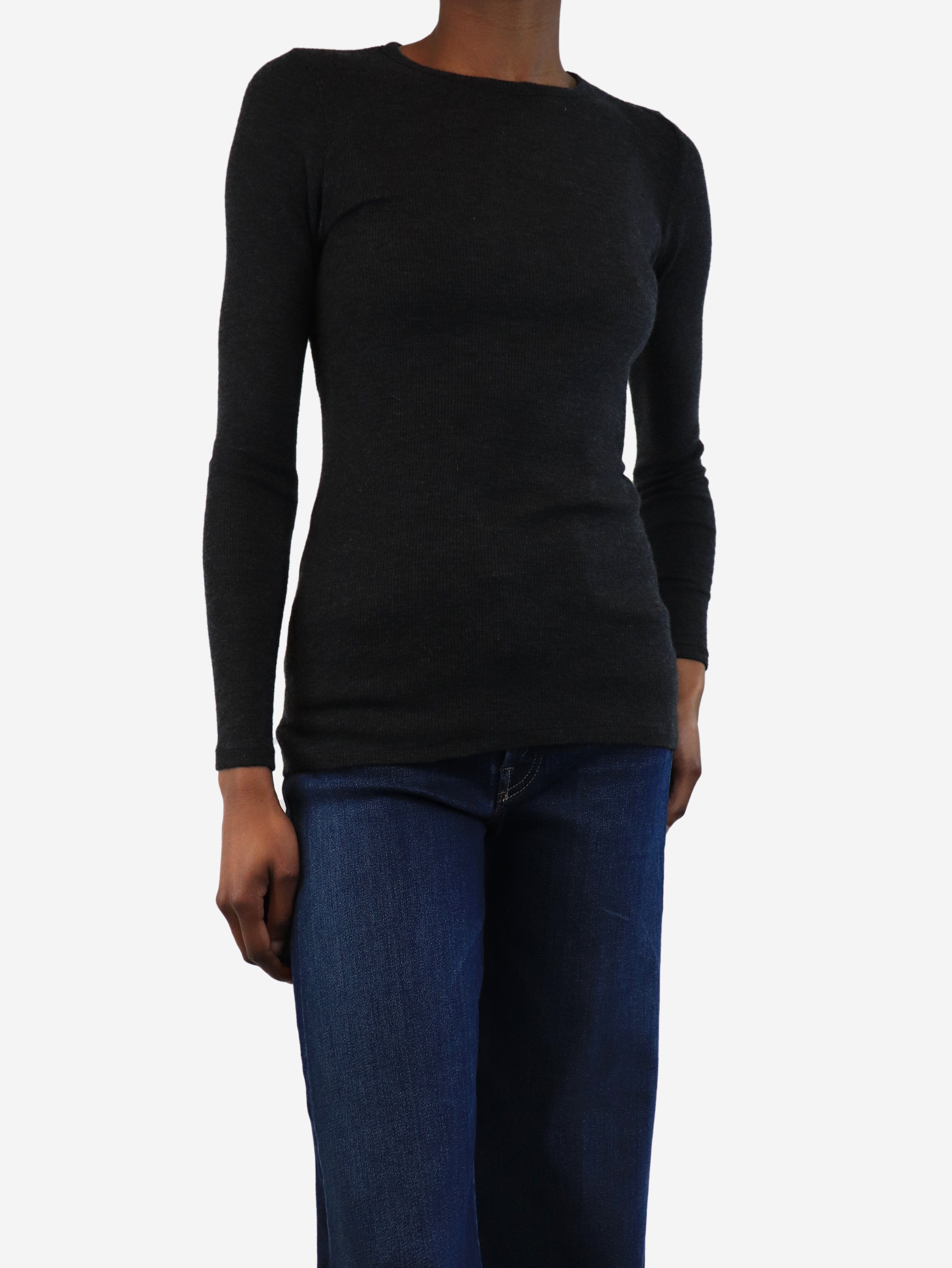 Charcoal Grey Knit Top Women's UK Size 4 | Soft Casual Pullover Sweater for Everyday Wear & Layering
