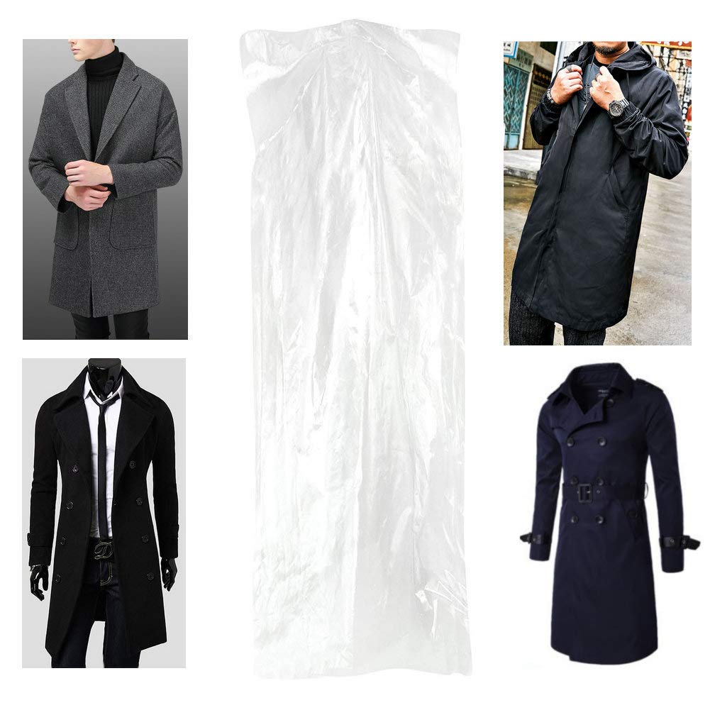 50 Pack Clear Garment Bags for Suits, Dresses & Clothing Storage - 60x120cm Transparent Wardrobe Protectors - Perfect for Travel, Moving & Closet Organization