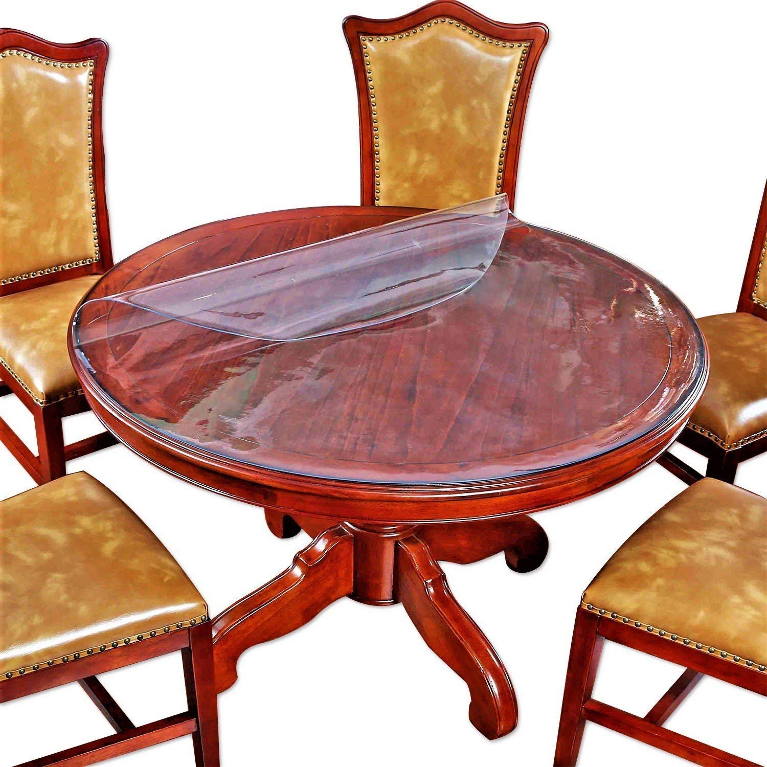 Round Clear Plastic Vinyl Table Protector Cover - 18 Inch Diameter Waterproof PVC Tablecloth (2 Sets) for Kitchen, Dining, Sofa Bed, Bedside & End Tables - Perfect for Home, Office and Outdoor Use