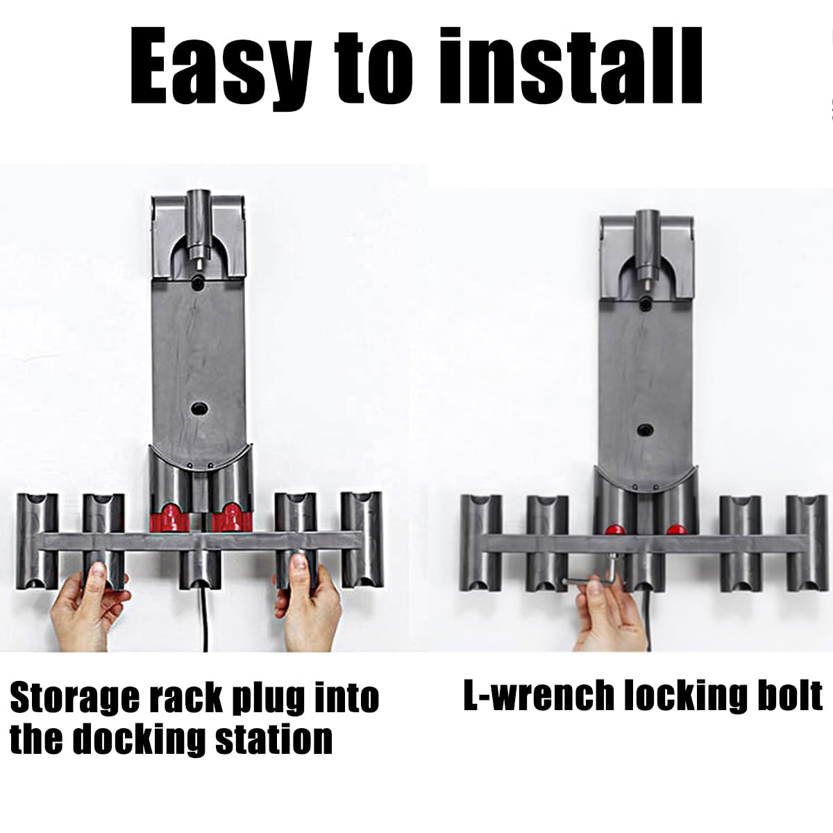 Dyson V7 V8 V10 V11 Vacuum Cleaner Wall Mount Accessory Holder - Tool Organizer & Attachment Storage for Docking Station or Wall - Perfect for Home, Garage & Workshop Organization