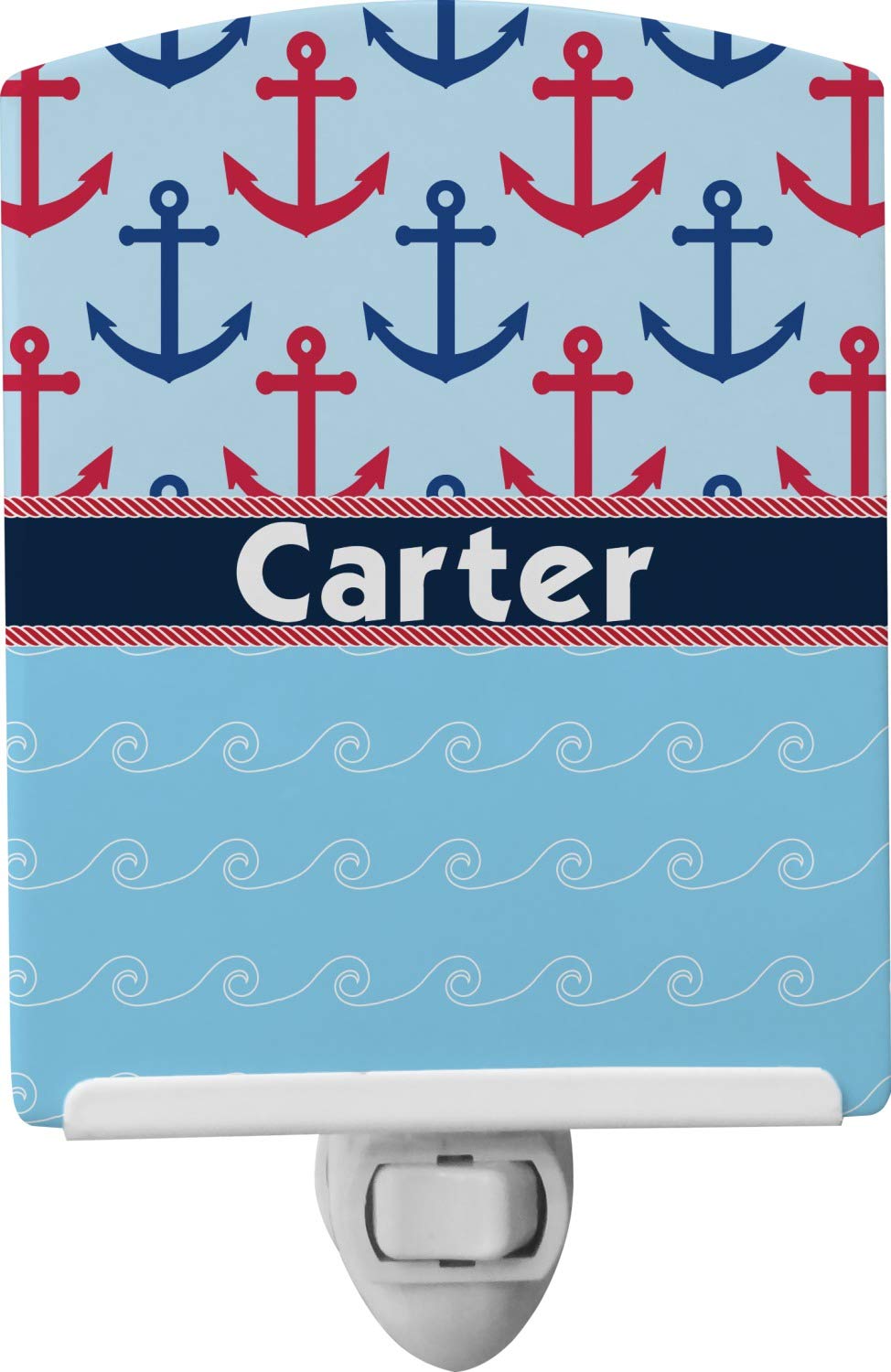 Custom Anchors & Waves Ceramic Night Light - Handmade Nautical Decor for Bedroom, Nursery, or Kids Room - Perfect for Coastal Themed Home Decor & Gifts