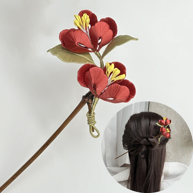 Haitangwen Hairpin Chanhua DIY Kit with Flowers & Detailed Video Tutorial - Perfect for Wedding, Cosplay, and Hair Accessory Making
