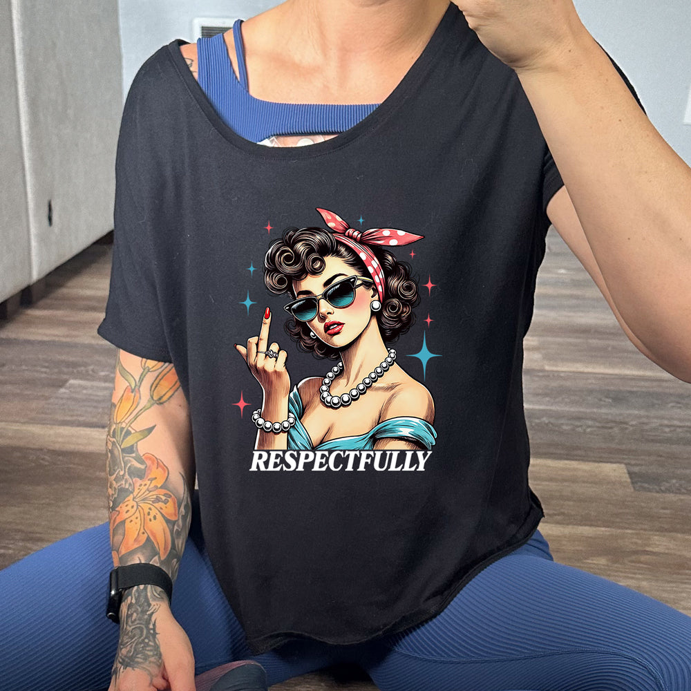 Respectfully Middle Finger Graphic Slouchy Tee - Trendy Oversized Casual T-Shirt for Women | Perfect for Streetwear, Lounge Wear & Statement Outfits