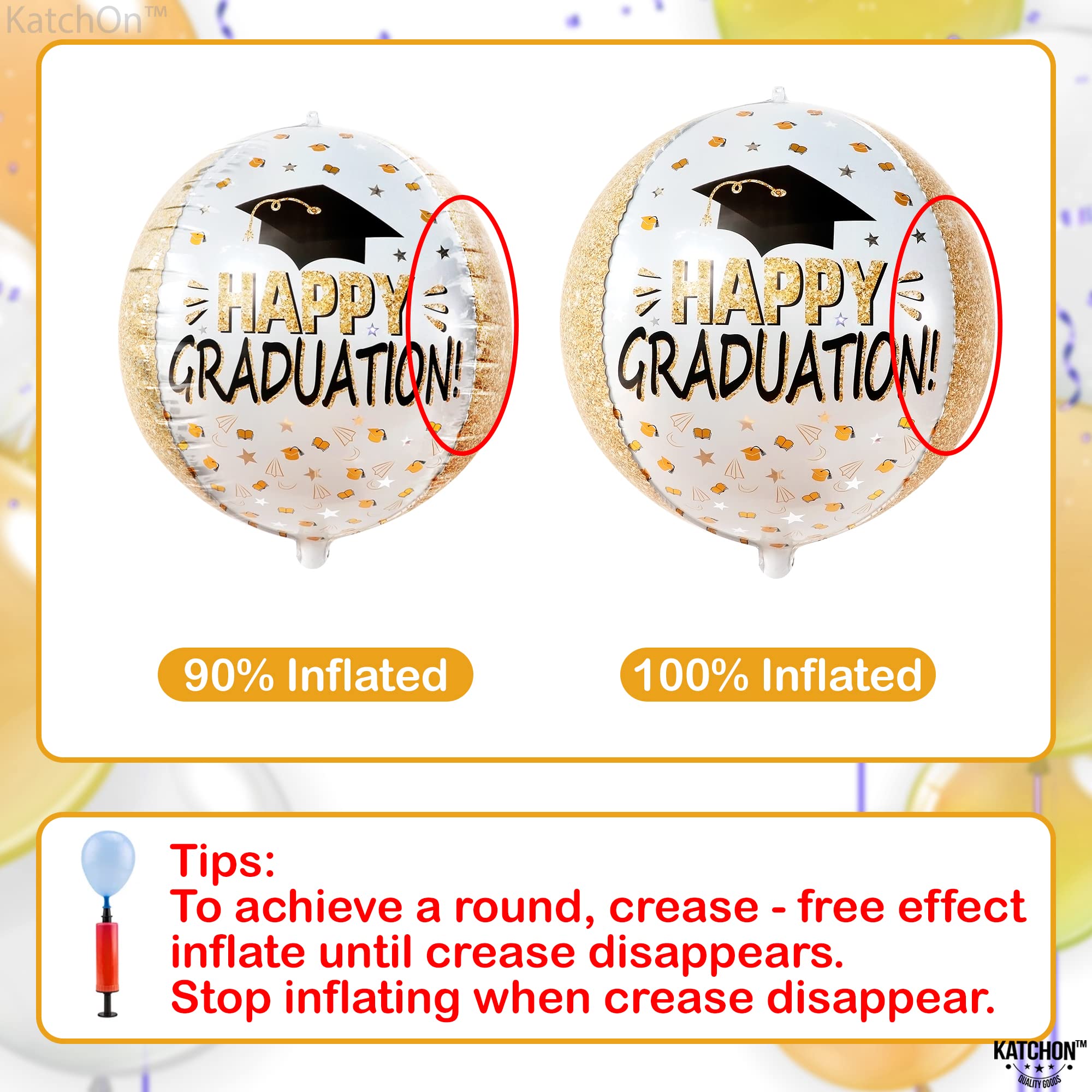 KatchOn Happy Graduation Balloons - 22 Inch Large Pack of 6, 4D Foil Square Balloons for Class of 2025 | Graduation Party Decorations 2025, Commencement & Graduation Ceremony Decor | Perfect for School Graduations, College Parties & Photo Backdrops