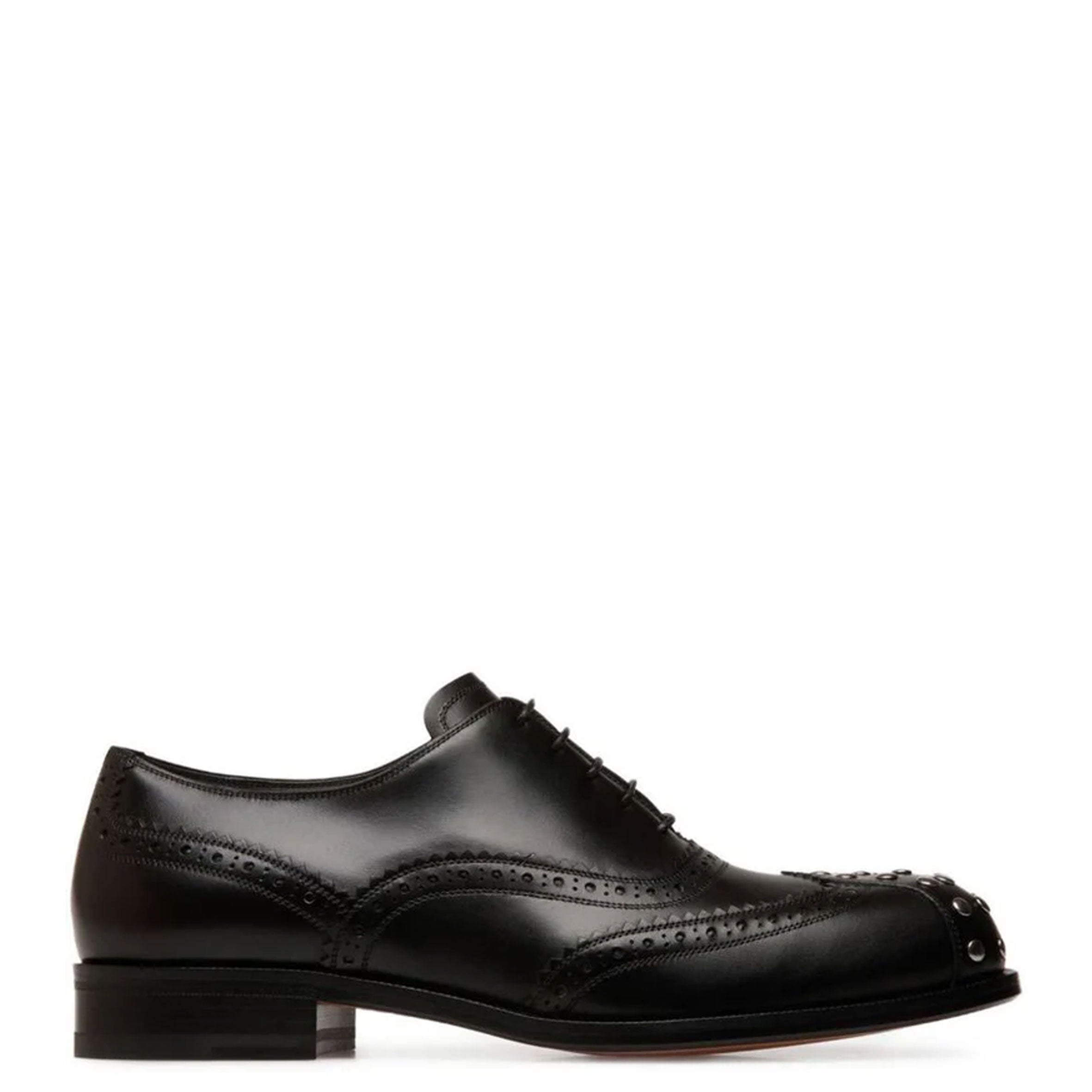 SHABEL Women's Studded Oxford Shoes - Stylish Black Leather Lace-Up Booties for Casual & Office Wear