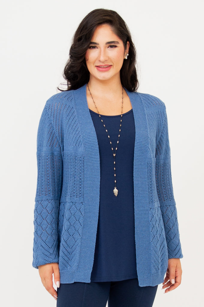 Linda Women's Blue Cotton Sweater - Soft & Comfortable Pullover for Casual Wear, Office & Fall Outfits