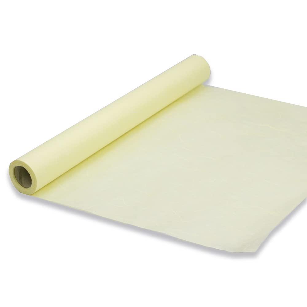 Premium Korean Hanji Paper Roll - Traditional Mulberry Paper in Yellow, 21.3