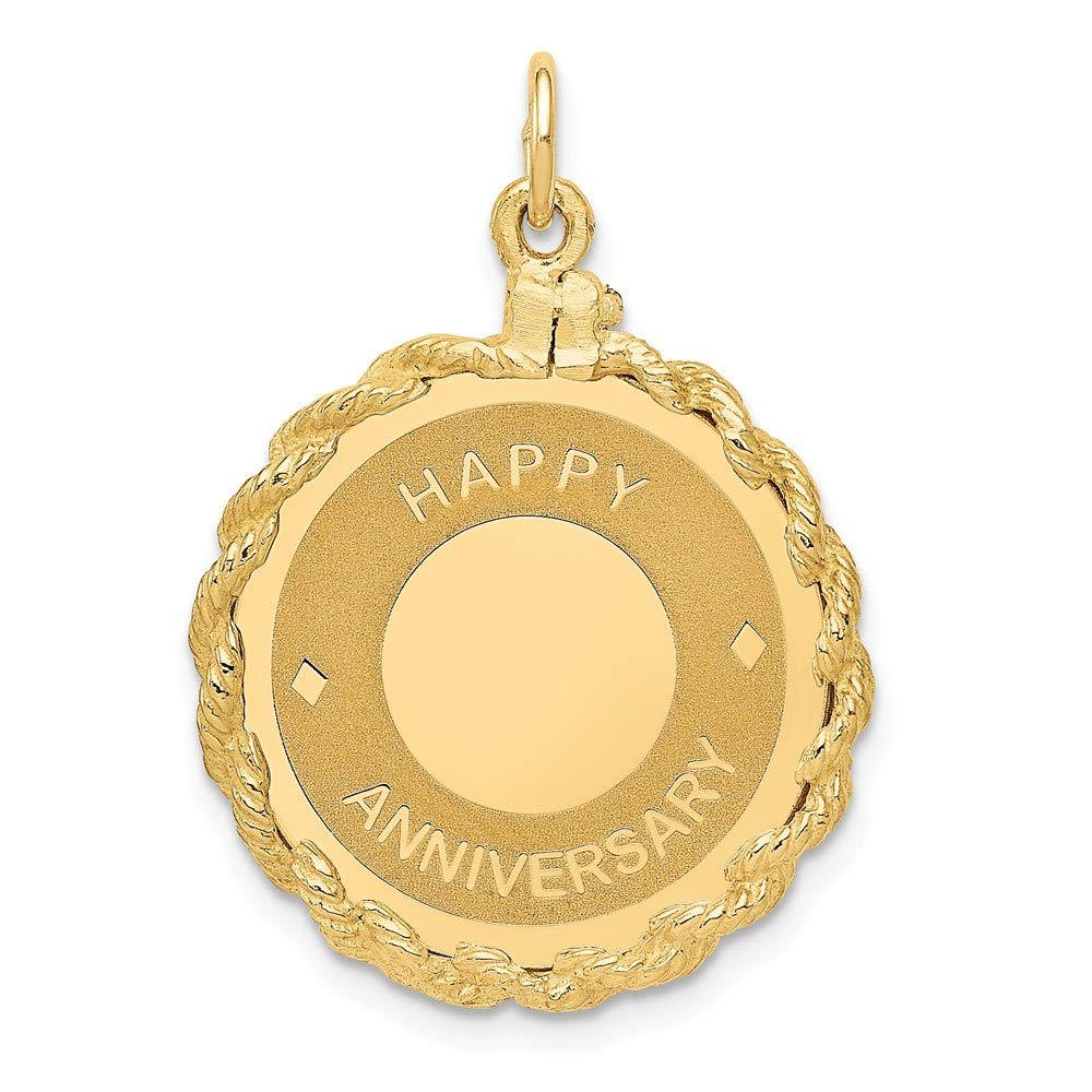 14K Yellow Gold Happy Anniversary Charm Pendant - Romantic Gift for Couples, Wife, or Husband - Perfect for Anniversaries, Valentine's Day & Special Occasions