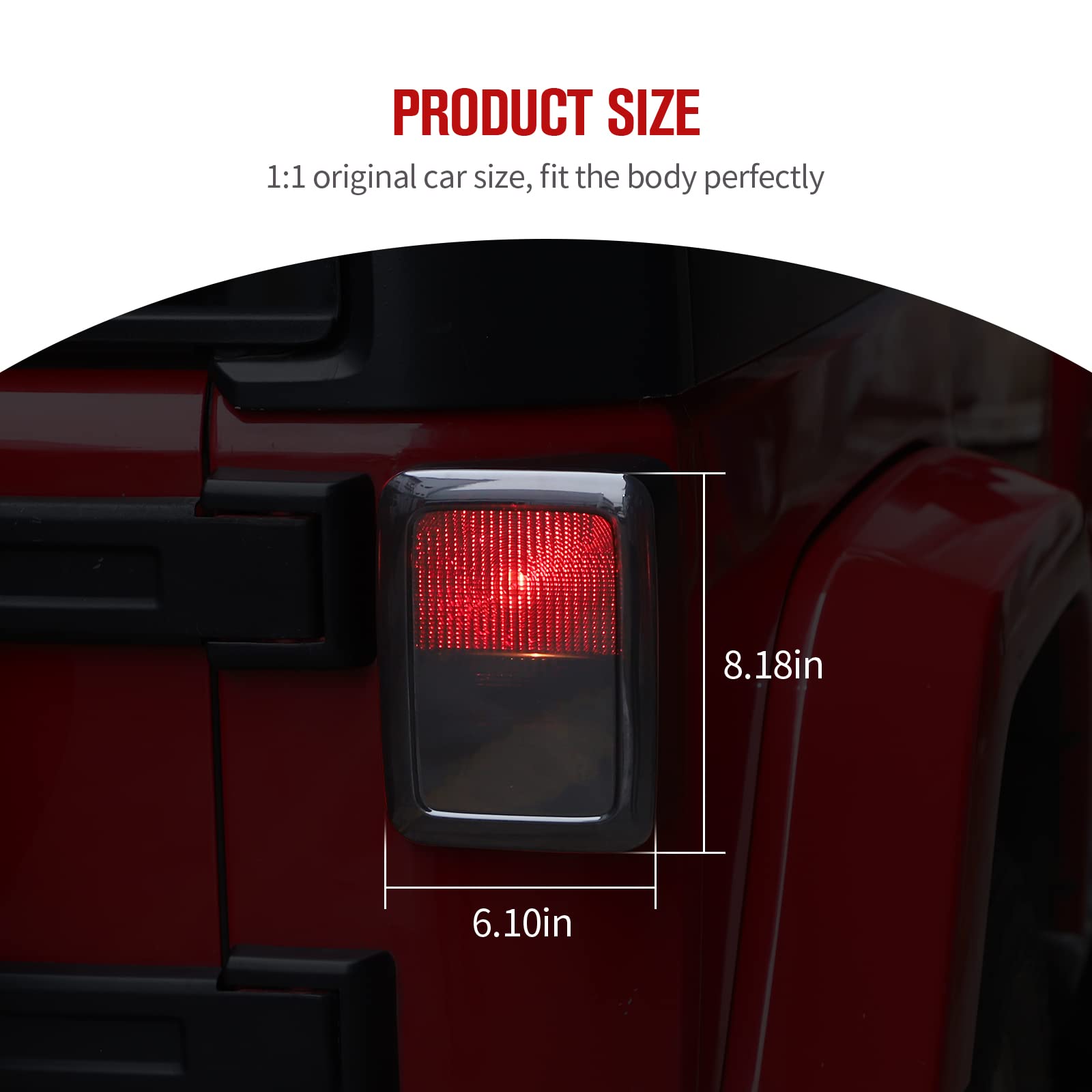 JeCar Smoked LED Tail Light Covers for Jeep Wrangler JK & JKU (2007-2018) - Black Rear Lamp Guards & Exterior Accessories | Off-Road Protection & Custom Styling