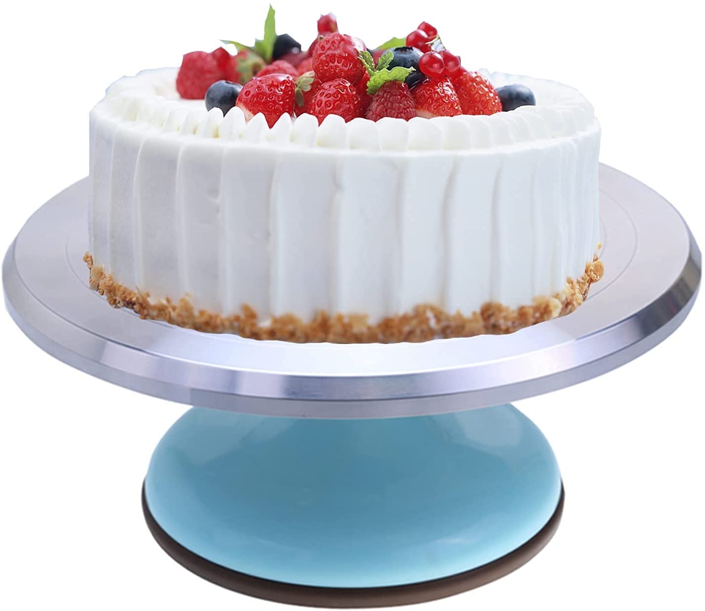 Professional 12-Inch Revolving Cake Turntable Stand with Non-Slip Rubber Base - Blue Baking Decorating Supplies for Home & Commercial Use - Perfect for Cake Decorating, Fondant Work, and Dessert Presentation