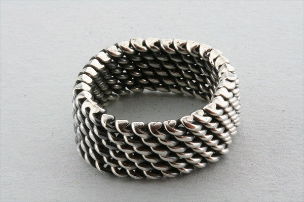 Sterling Silver Mesh Ring for Women - Elegant Stackable Band Jewelry for Everyday Wear & Special Occasions