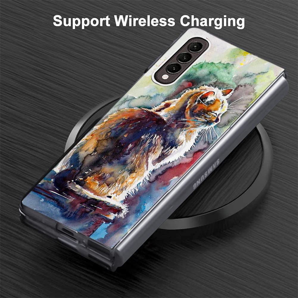 Cute Cat Painting Hard Case for Samsung Galaxy Z Fold 4 5G - Anti-Scratch, Shockproof Protective Phone Cover | Perfect for Work, Travel & Everyday Use