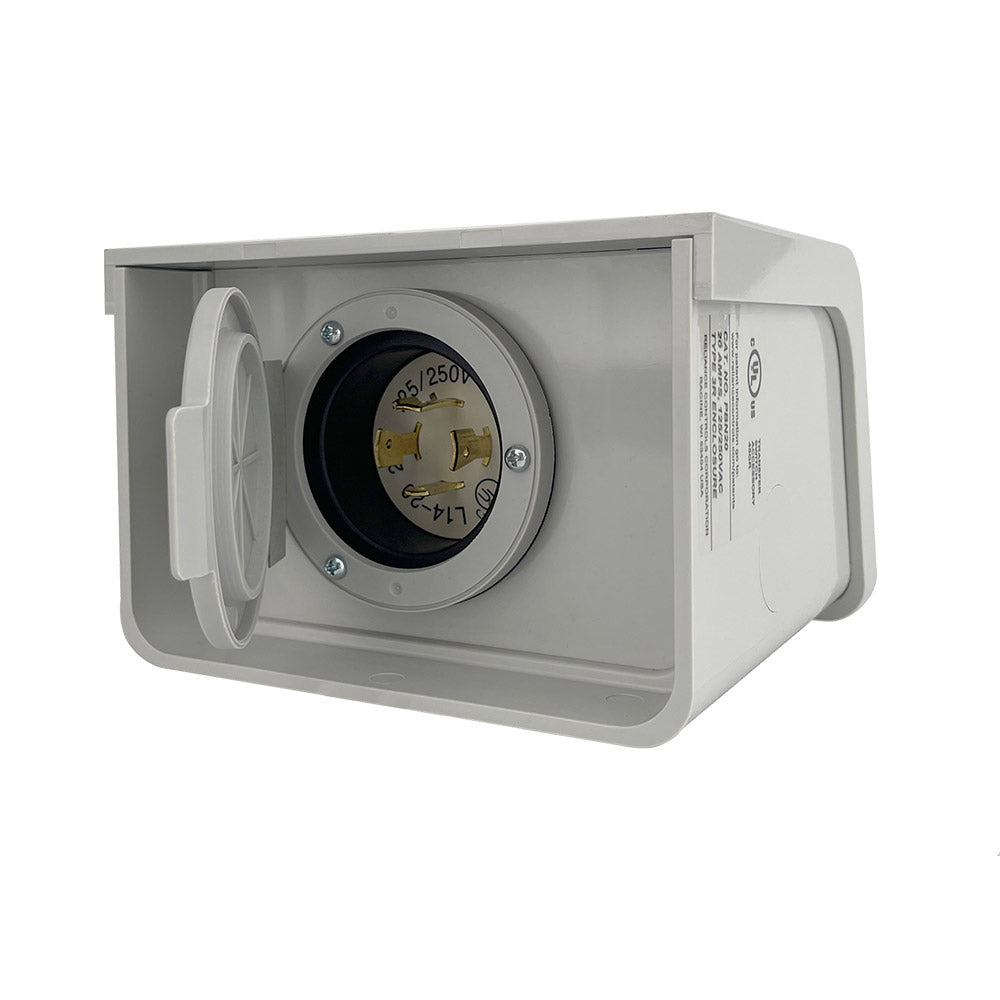 Reliance PBN20 20 Amp NEMA 3R Waterproof Non-Metallic Power Inlet Box - Outdoor Electrical Connection for RVs, Generators & Marine Use