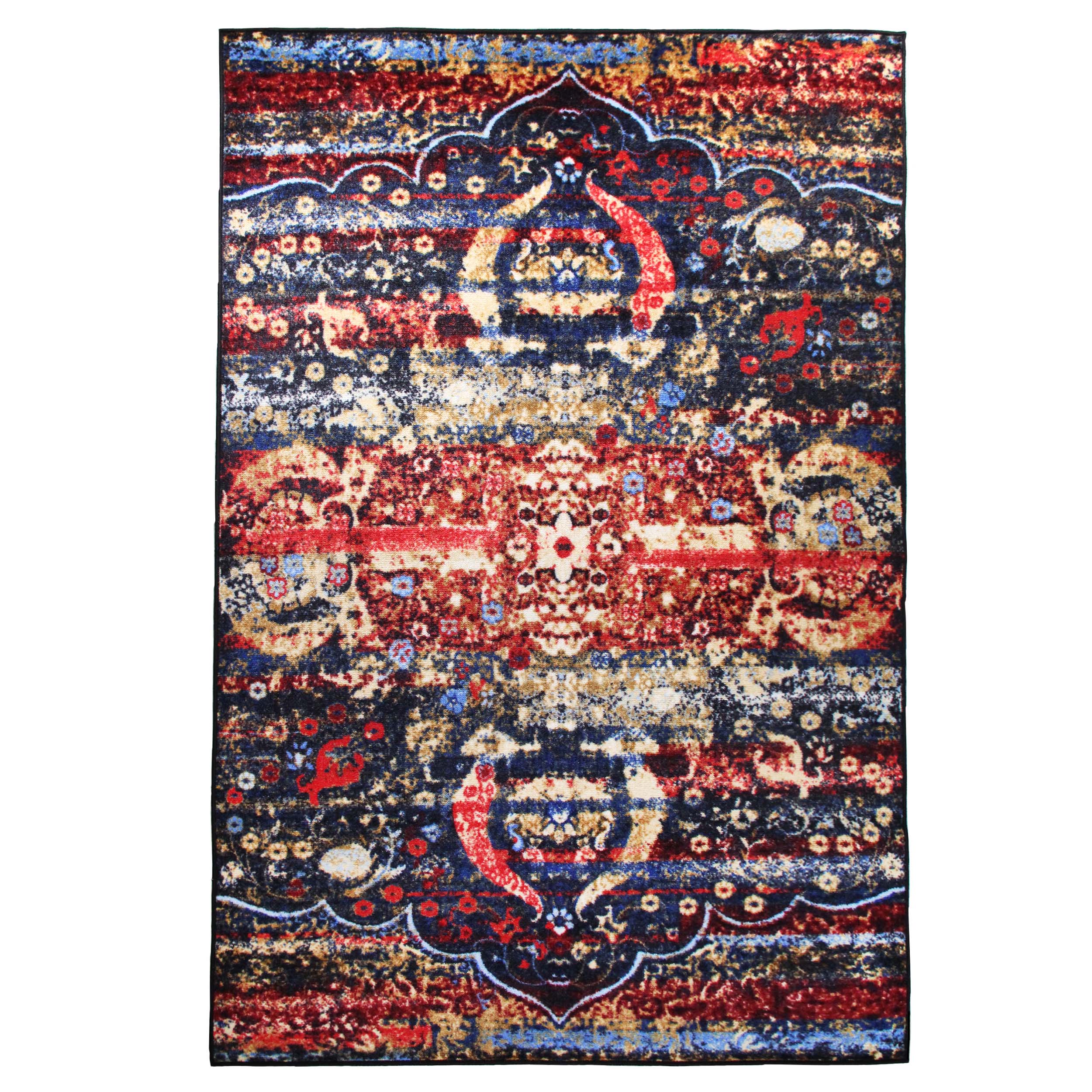 Oswell Medallion Non-Slip Washable Indoor Area Rug - Soft Living Room Carpet, Bedroom Runner, Kitchen Mat for Home Decor