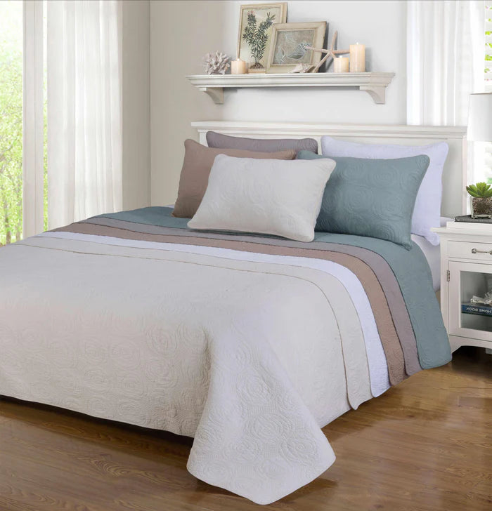 Channing Cotton Reversible Floral Textured Embroidered Quilt Set - King Size Bedding with Vibrant Patterns - Perfect for Master Bedroom, Guest Room & Cozy Home Decor