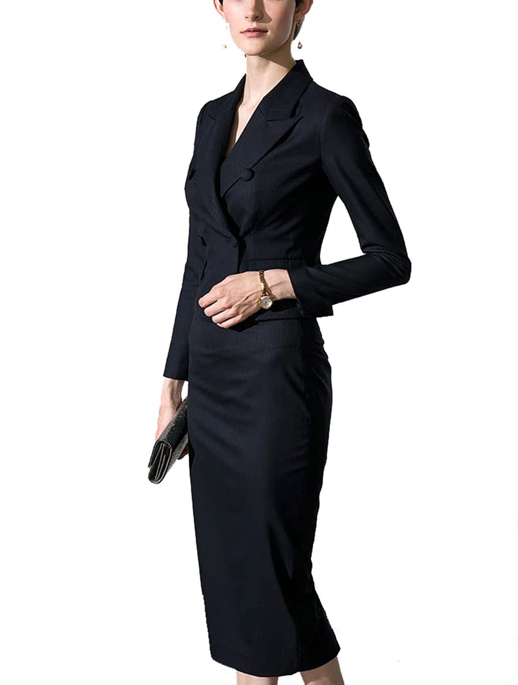 Women's 2-Piece Business Suit Set - Professional Office Blazer & Skirt Formal Wear (Striped) | Perfect for Corporate Meetings, Interviews & Office Work