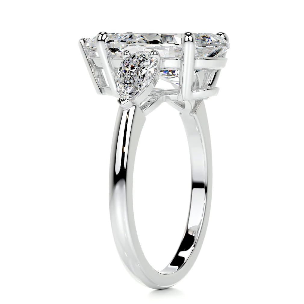 4 CT Pear Moissanite Three Stone Wedding Ring for Women - Handmade Bridal Engagement Ring in Sterling Silver, 10K/14K/18K Solid Gold - Elegant Anniversary Promise Gift for Her - Perfect for Proposals, Weddings & Romantic Occasions