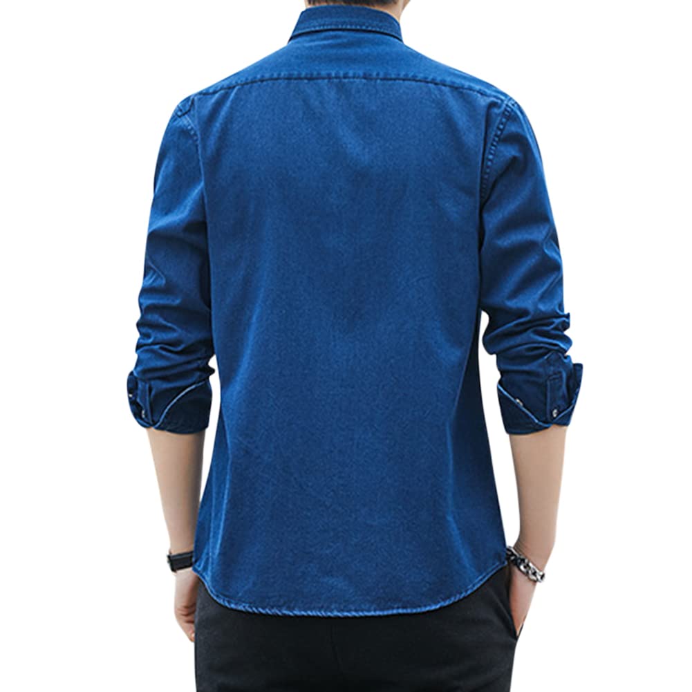 Boyland Men's Denim Shirt - Long Sleeve Button Down Collar Casual Work Shirt with Pocket | Perfect for Office, Outdoor Activities & Everyday Wear
