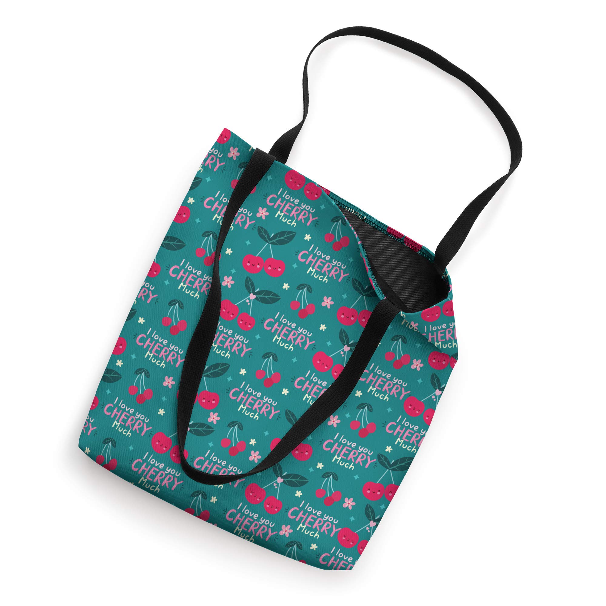 Cherry Print Tote Bag - Cute Fruit Themed Reusable Shopping Bag for Women | Perfect for Grocery Shopping, Beach Trips & Farmers Market