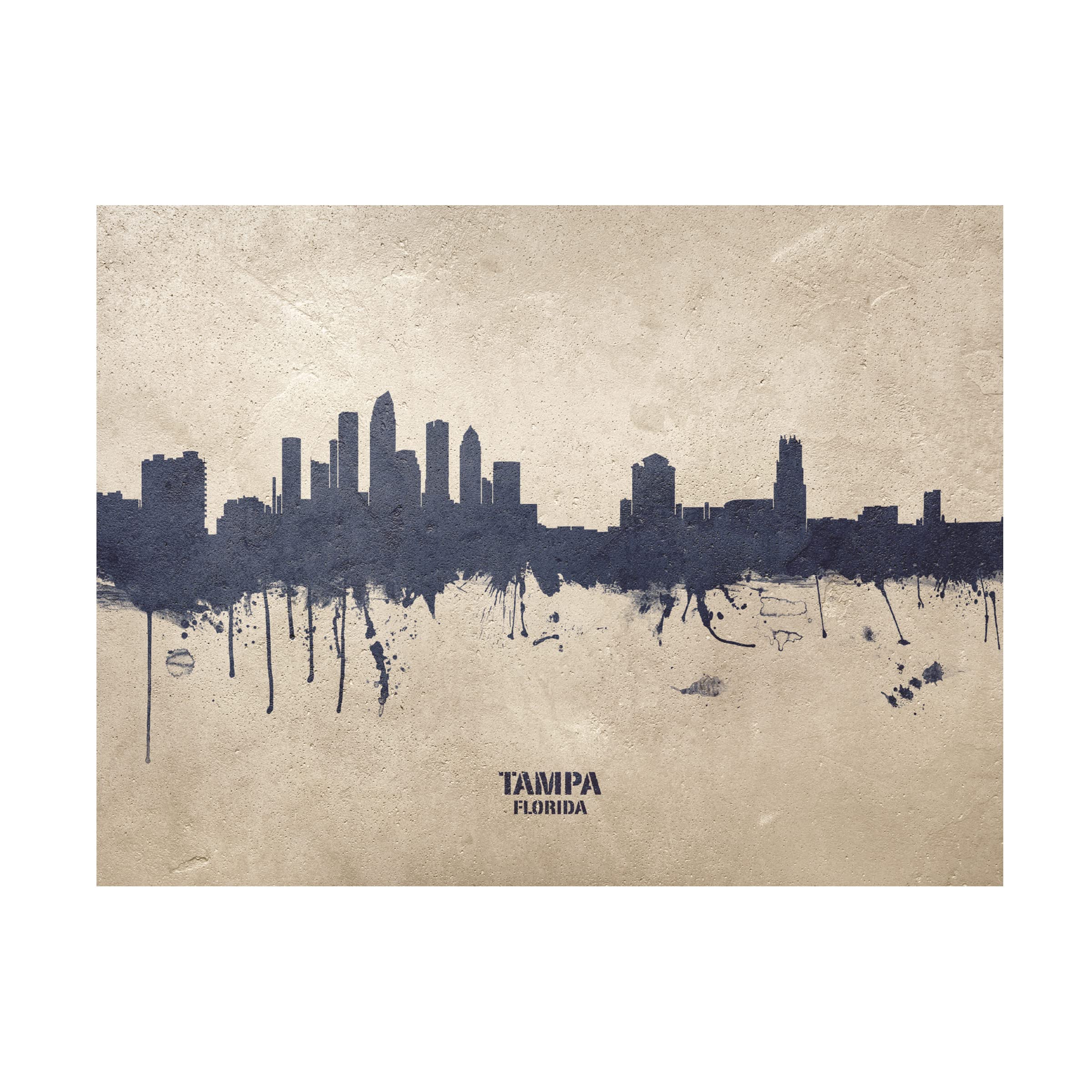 Michael Tompsett Tampa Florida Skyline Concrete Canvas Art Print - Modern Cityscape Wall Decor for Living Room, Office & Bedroom