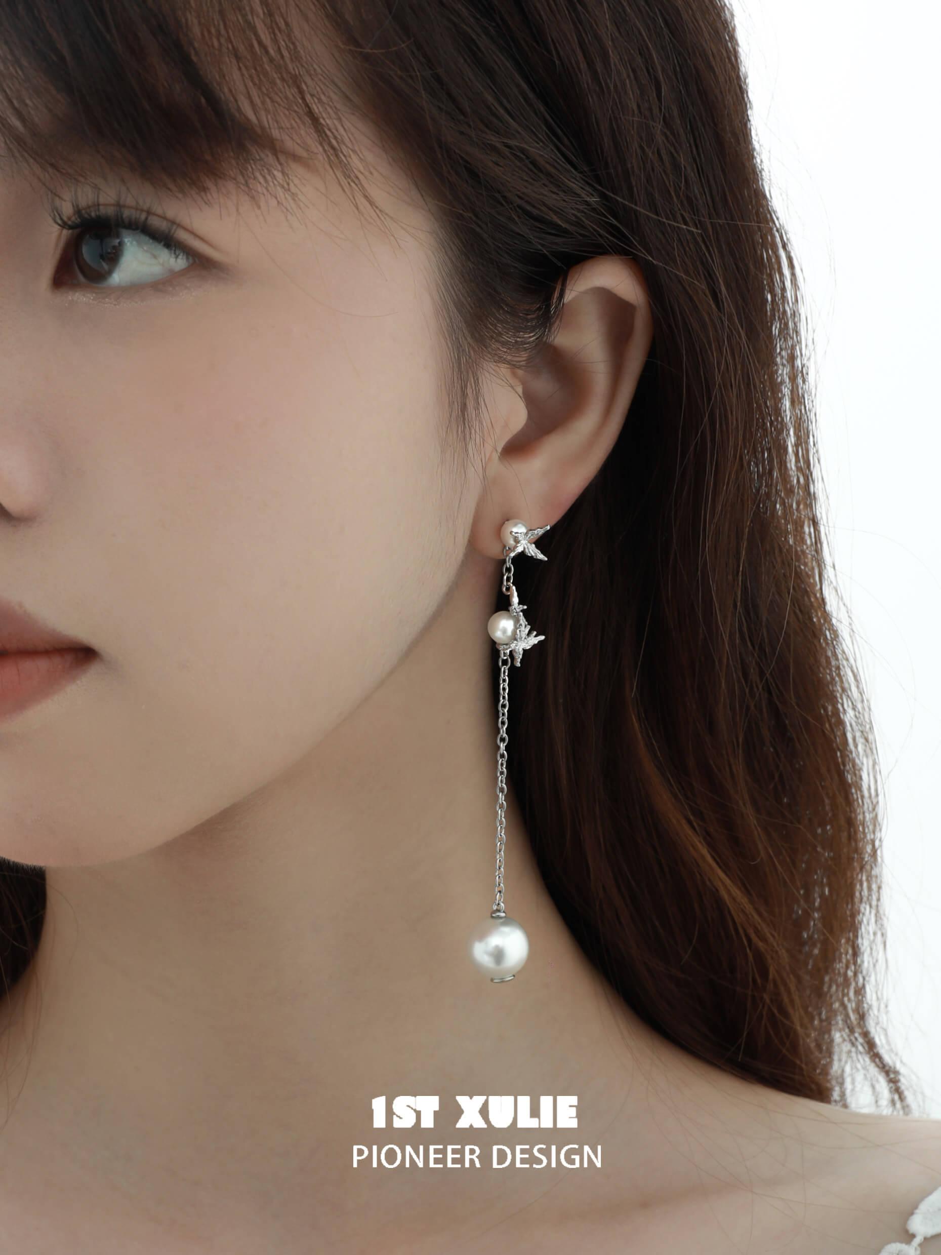 Whiterfly S925 Sterling Silver 18K Gold Plated Pearl Earrings for Women - Elegant Pearl Jewelry Gift for Wedding, Party & Special Occasions