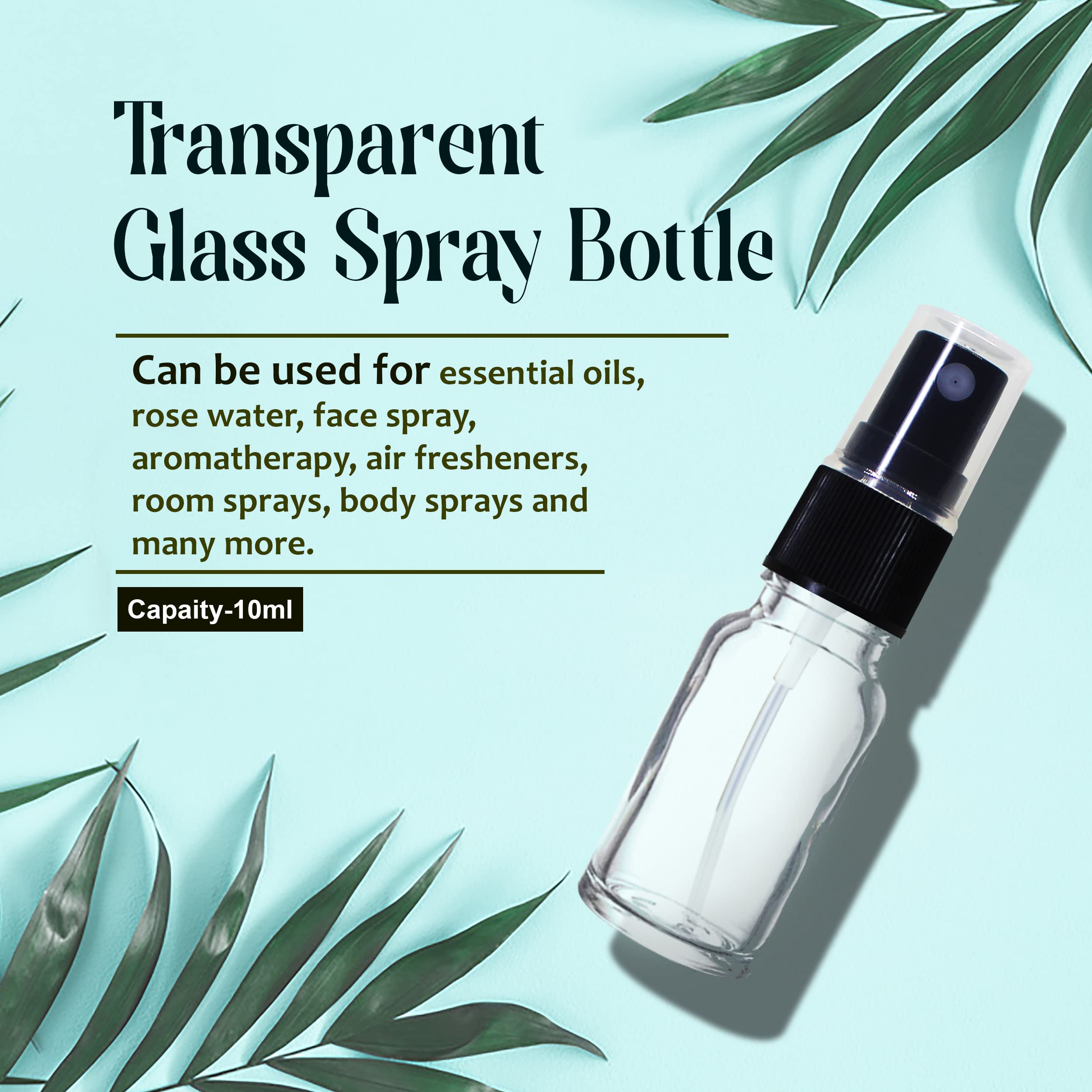 NSB Herbals 10ml Refillable Clear Fine Mist Spray Glass Bottles with Spray Pump - Perfect for DIY Perfume, Essential Oils, Aromatherapy Blends, Facial Mists & Beauty Products (3-Pack) | Travel-Friendly, Home Spa & Skincare Essentials