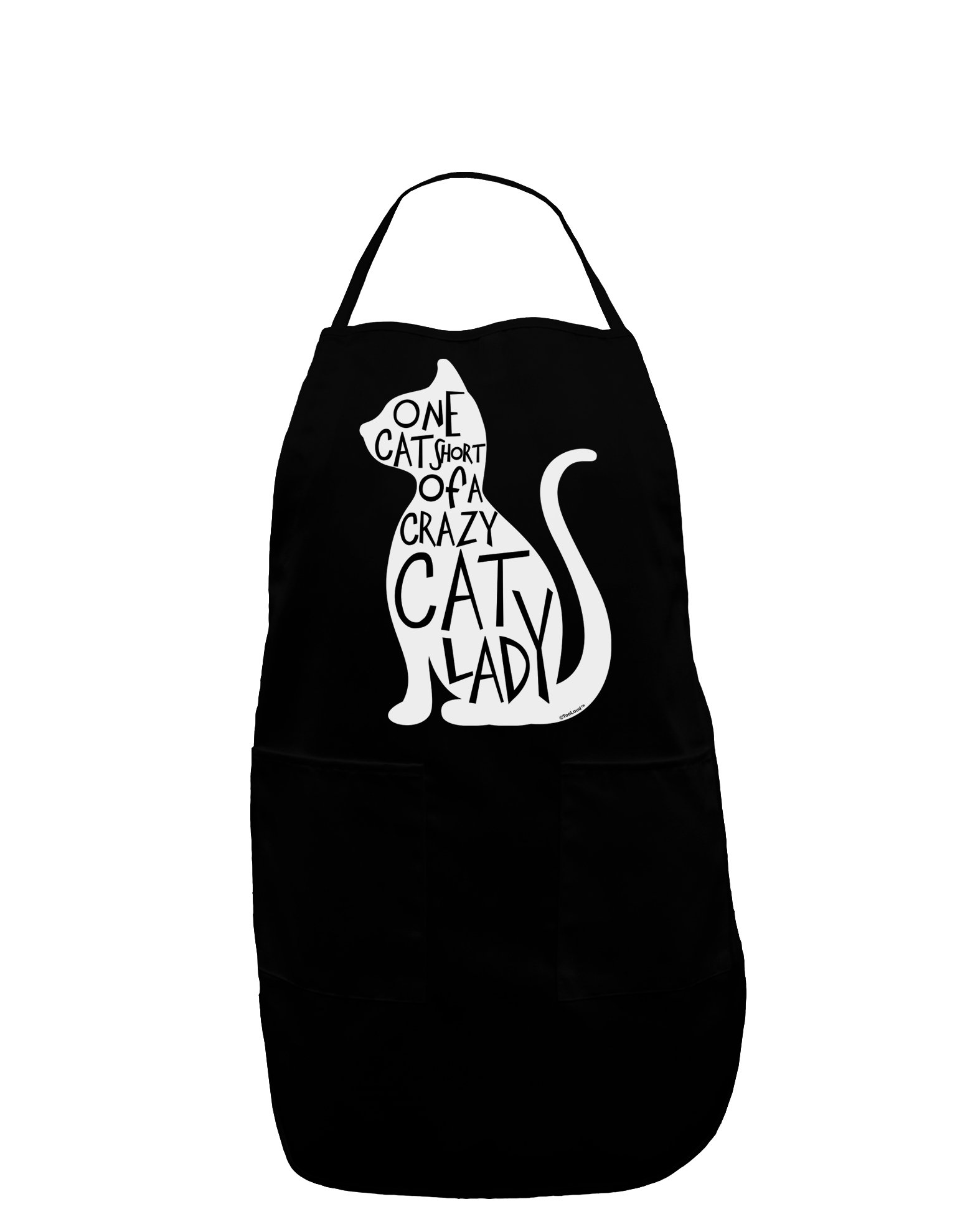 TooLoud One Cat Short Of A Crazy Cat Lady Dark Adult Apron - Funny Kitchen Apron for Women & Men - Perfect for Cooking, Baking, BBQ and Housework