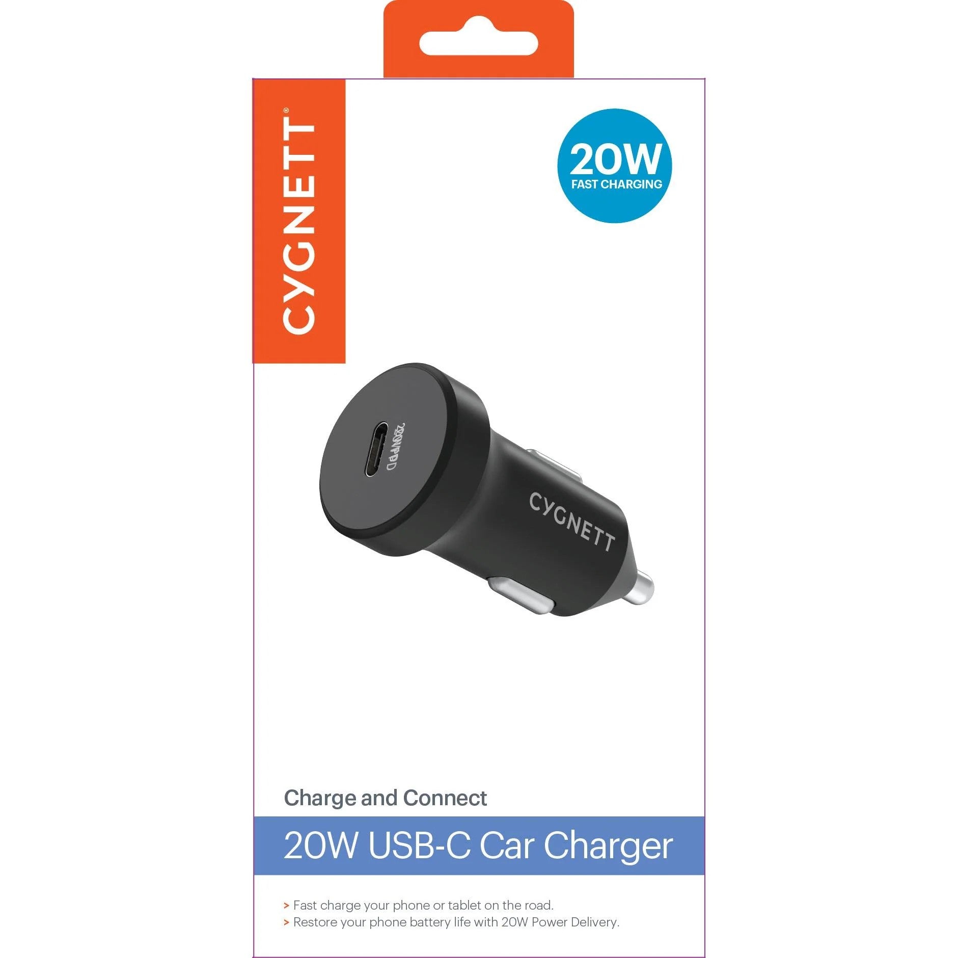 Cygnett 20W USB C Fast Car Charger - Dual Port PD & QC 3.0 for iPhone 15/14/13, Samsung Galaxy - Perfect for Road Trips & Commuting