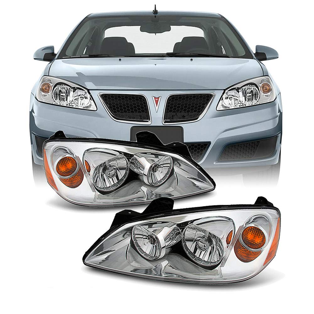 InfiniTY Auto GM2502255/GM2503255 Pair of Left & Right Headlights Replacement Lamps for 2005-2010 Pontiac G6 - Perfect for Night Driving & Enhanced Visibility