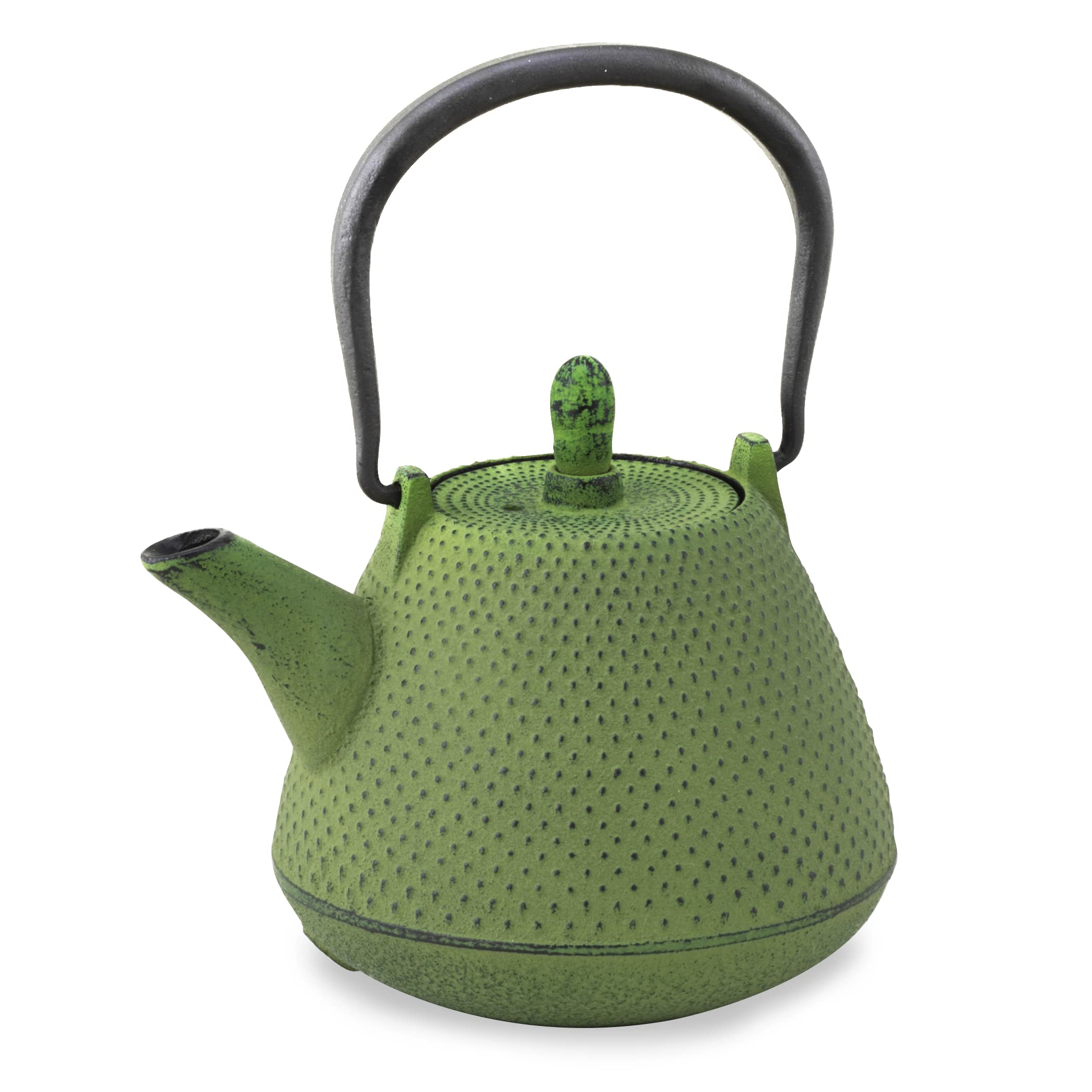 Roji Associates Japanese Cast Iron Teapot - Nanbu Tekki ARARE Dome Style (400ml/13.5oz) with Built-in Tea Strainer & Enamel Coating | Authentic Japanese Iron Teapot for Loose Leaf Tea | Perfect for Home Tea Ceremonies, Office Use & Gift Giving (Emerald Green)